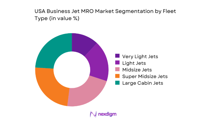 USA business jet mro Market segment by fleet