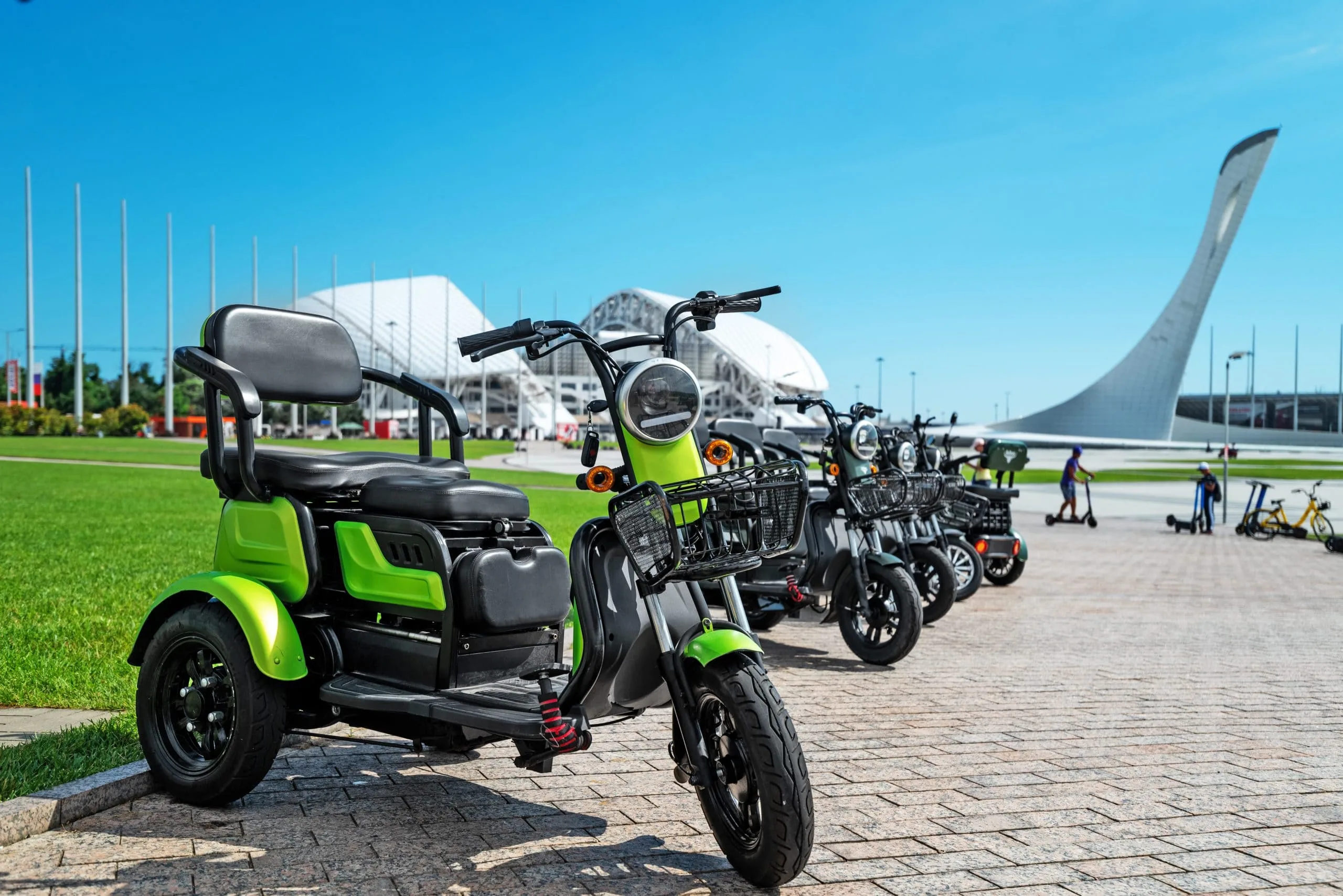 Indian Electric Two-Wheeler and Three-Wheeler Market Study for MURC electric-transport-rental-park-walk-parking-electric-scooters-1-scaled
