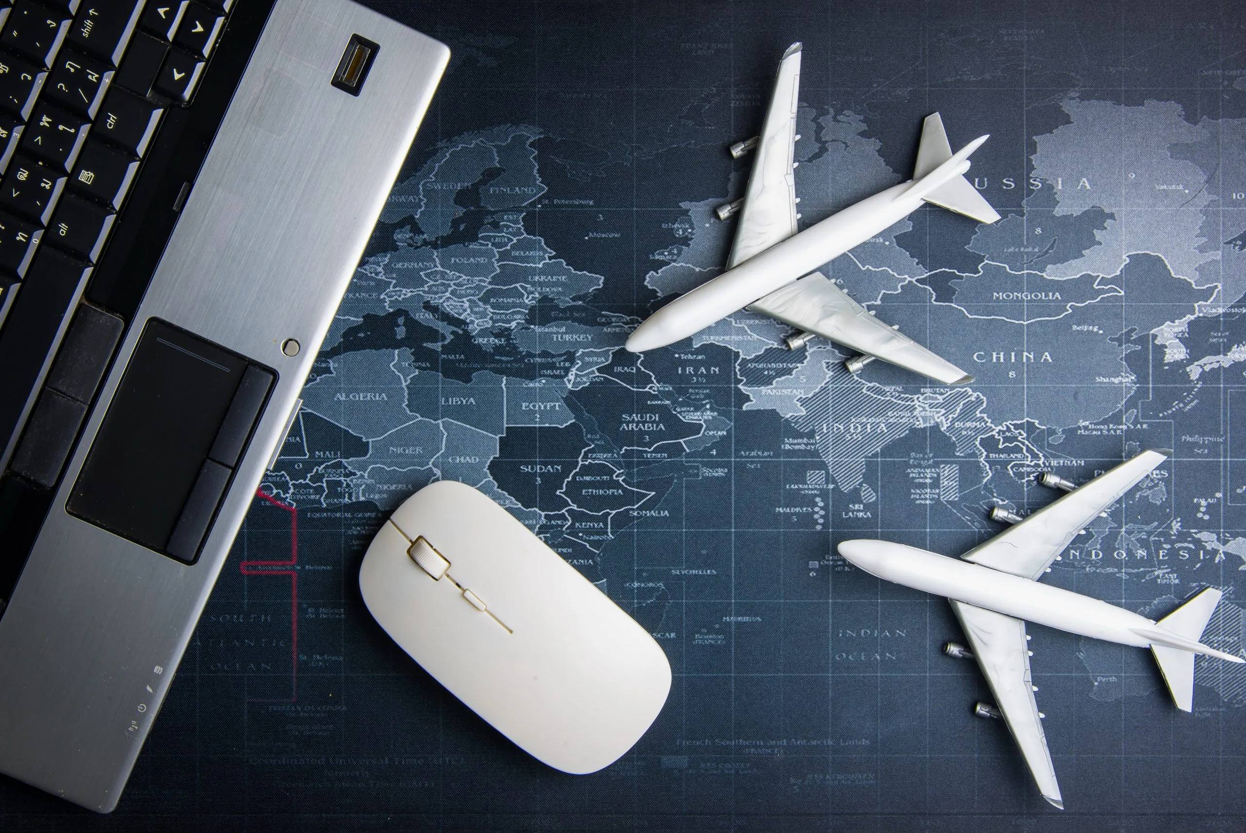 Qatar flight navigation system Market outlook to 2035 high-angle-view-objects-world-map-1-scaled