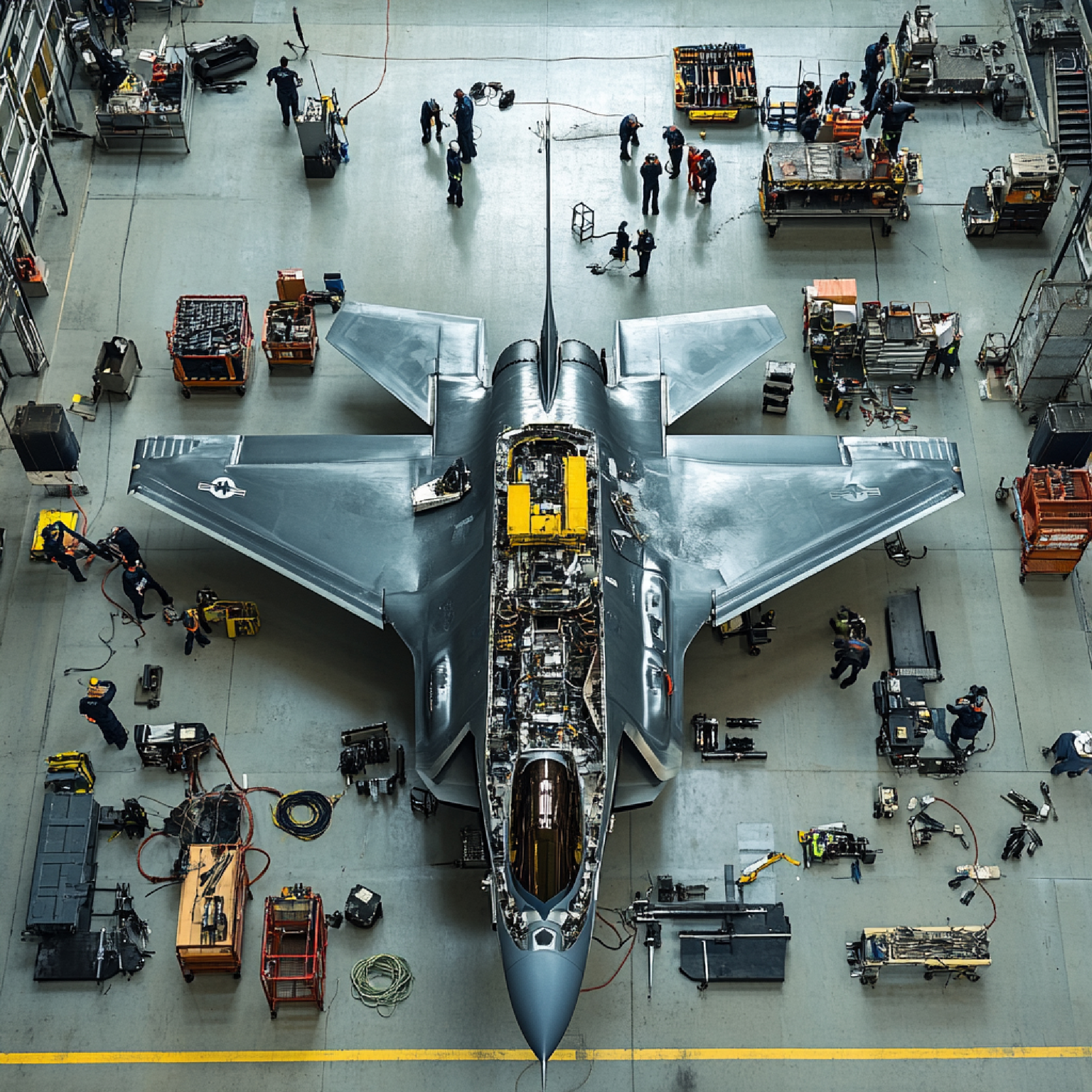 India Air Combat Maneuvering Instrumentation (ACMI) Market Outlook 2035 maintenance-team-working-military-jet-with-tools-parts-laid-out-around-aircraft-1