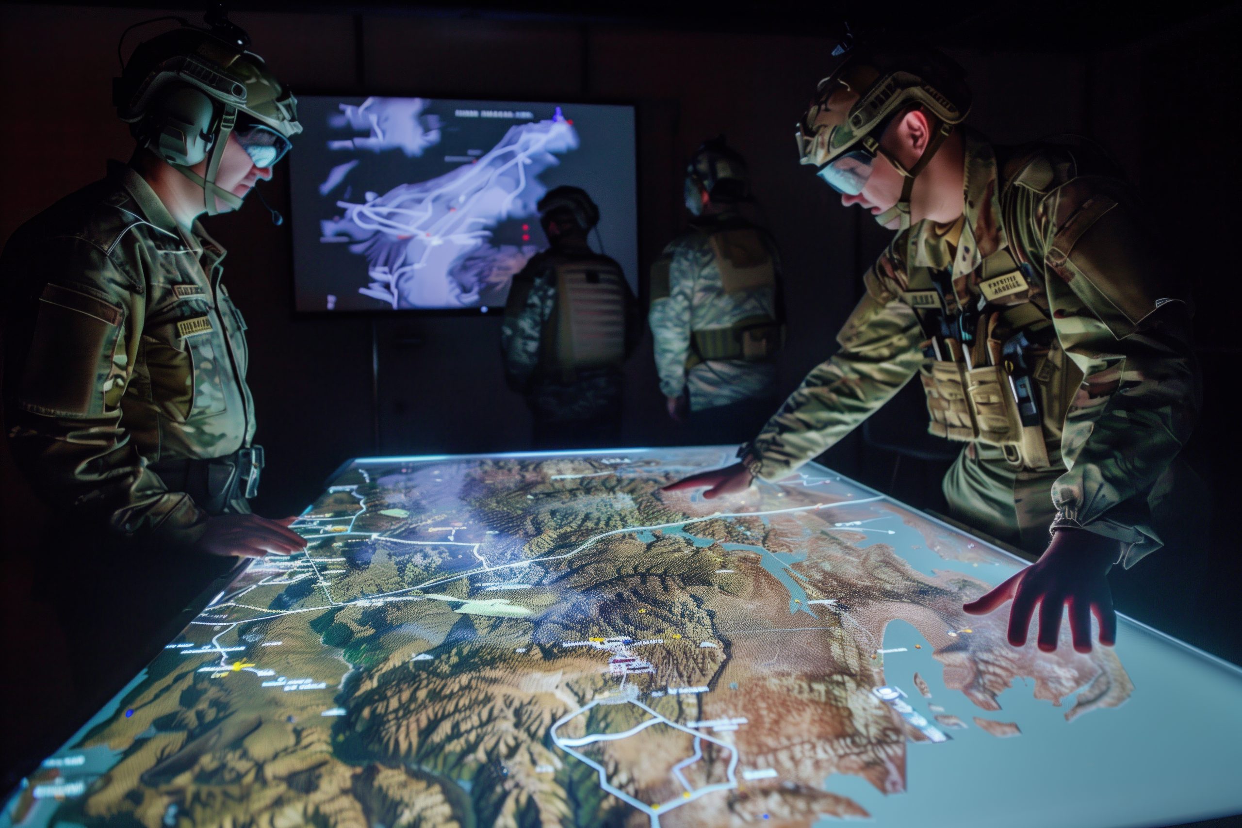 military-personnel-using-digital-map-table-scaled