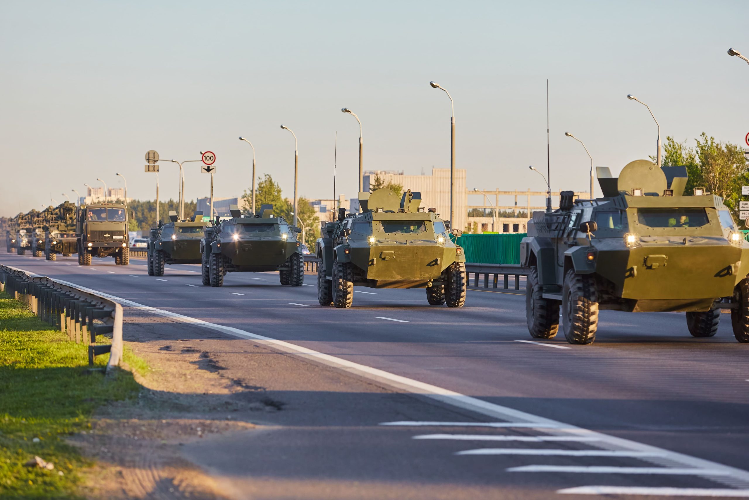 minsk-belarus-may-23-2019-military-armored-vehicles-moving-along-city-road-1-scaled