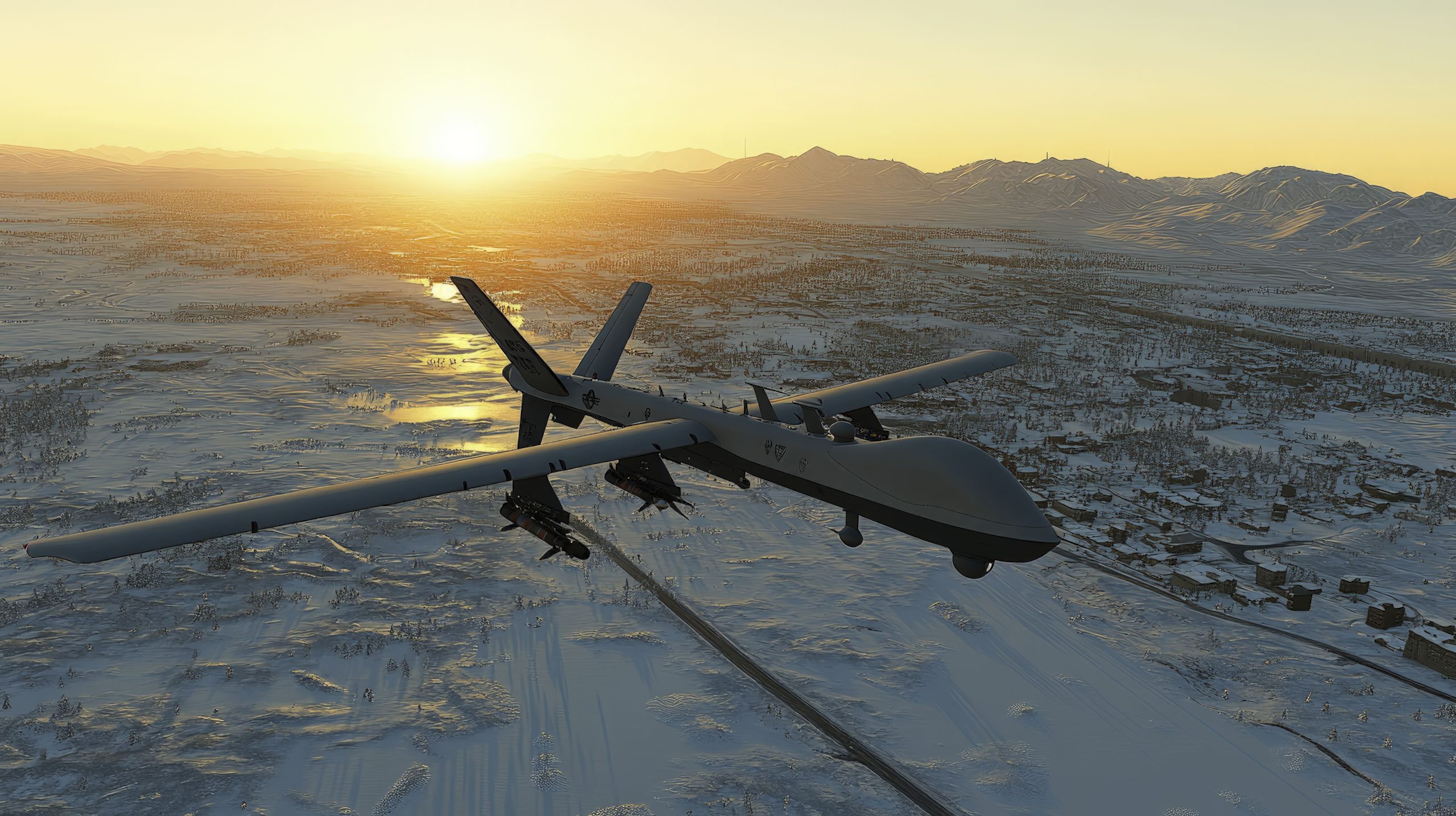 reconnaissance-drone-flying-snowy-landscape-late-afternoon-sun-1-scaled