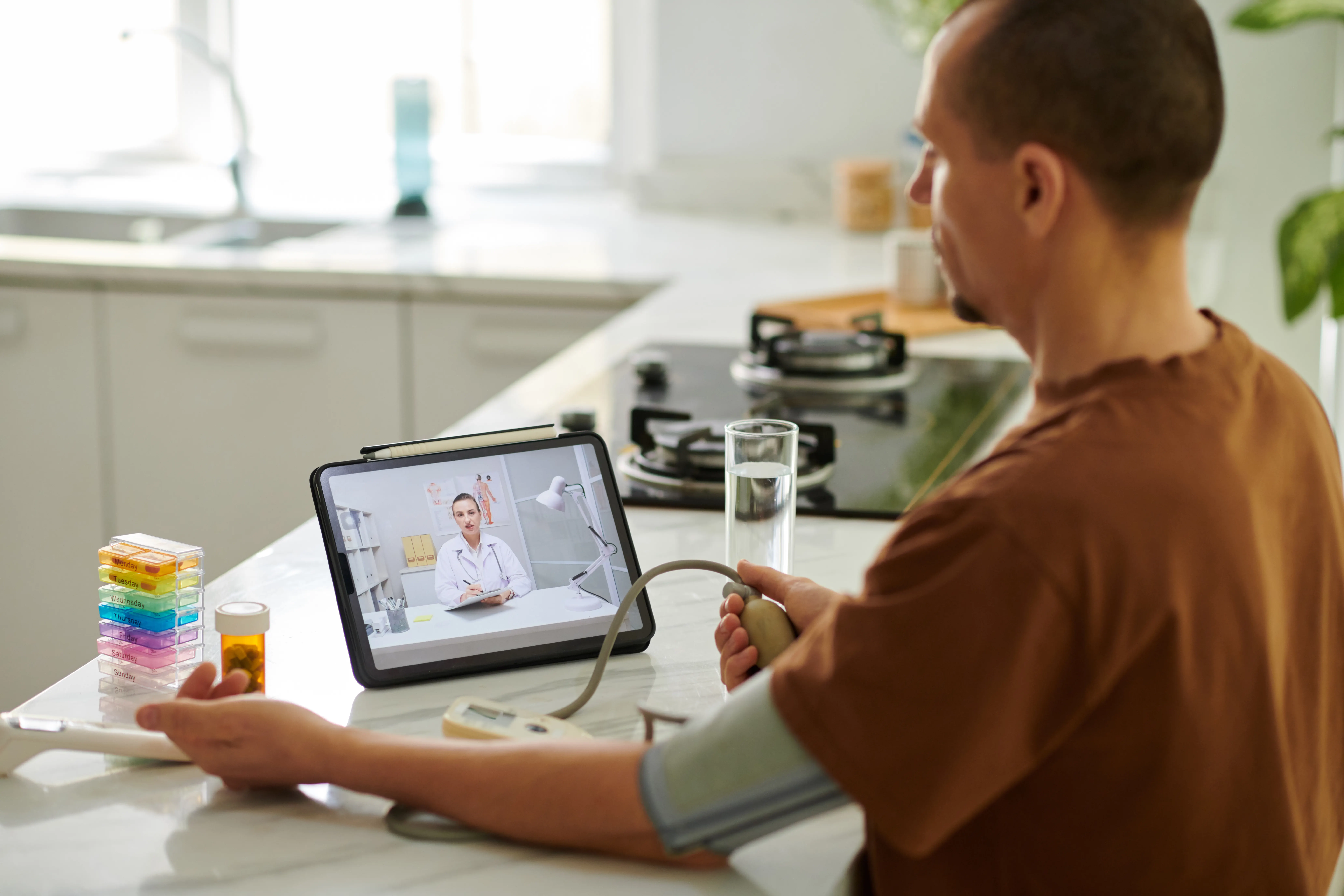 Philippines Remote Diagnosis Market Outlook 2030 sick-man-measuring-blood-pressure