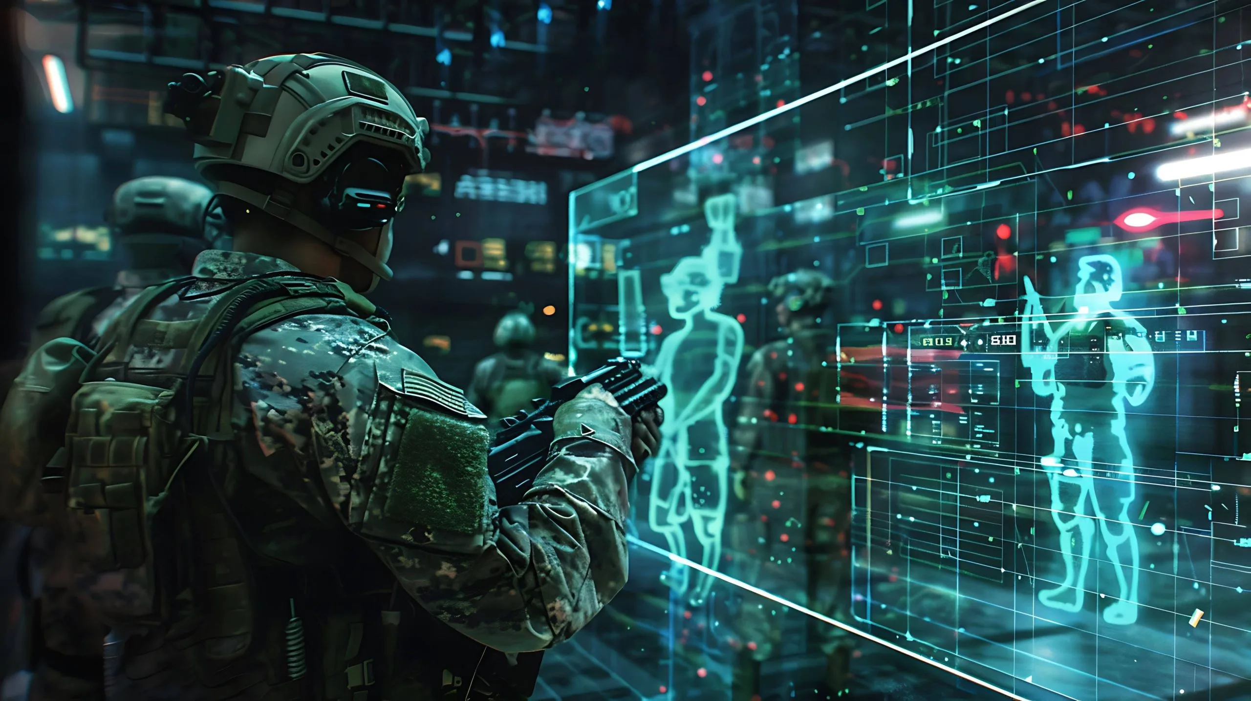 Israel military biometrics Market outlook to 2035 soldier-military-uniform-stands-front-screen-that-says-army-1-scaled