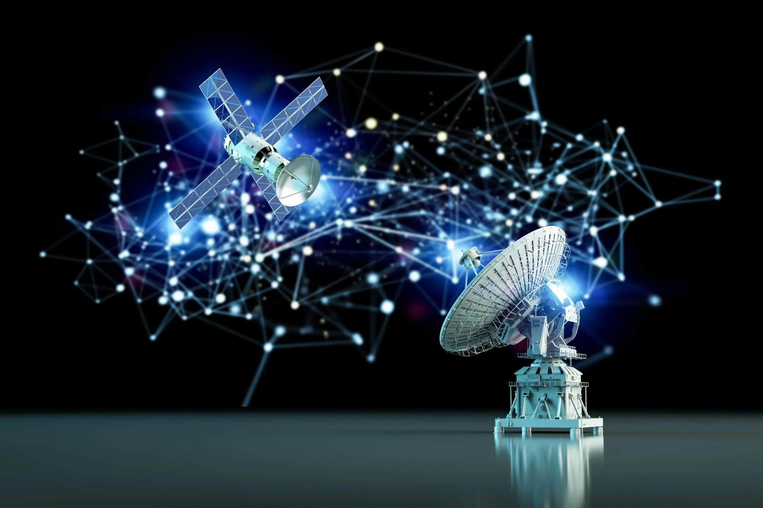 Israel nano and micro satellite Market outlook to 2035 telecommunication-technology-concept-with-3d-rendering-satellite-dish-connection-1-scaled
