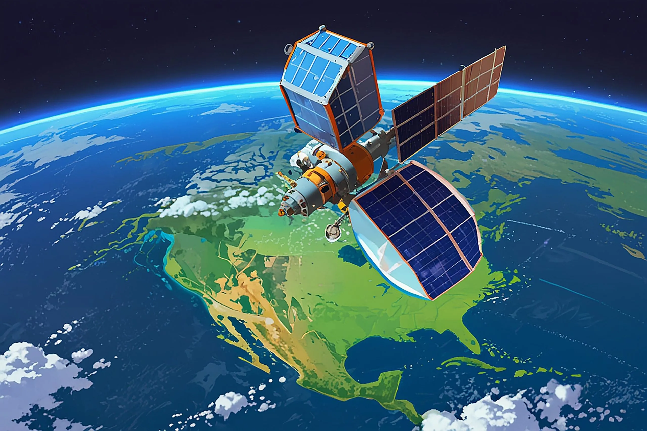 US Geo Satellite Market outlook 2035 3d-satellite-earth-flat-illustration-scaled