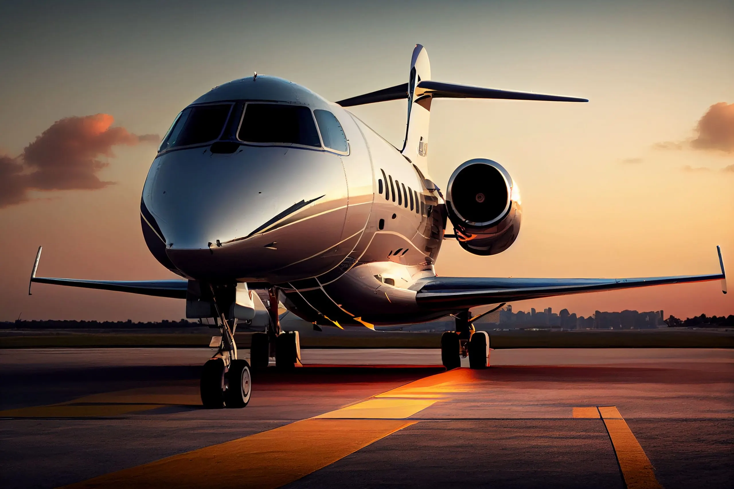 Singapore business jet Market outlook to 2035 airplane-taking-off-sunset-scene-generative-ai-1-scaled