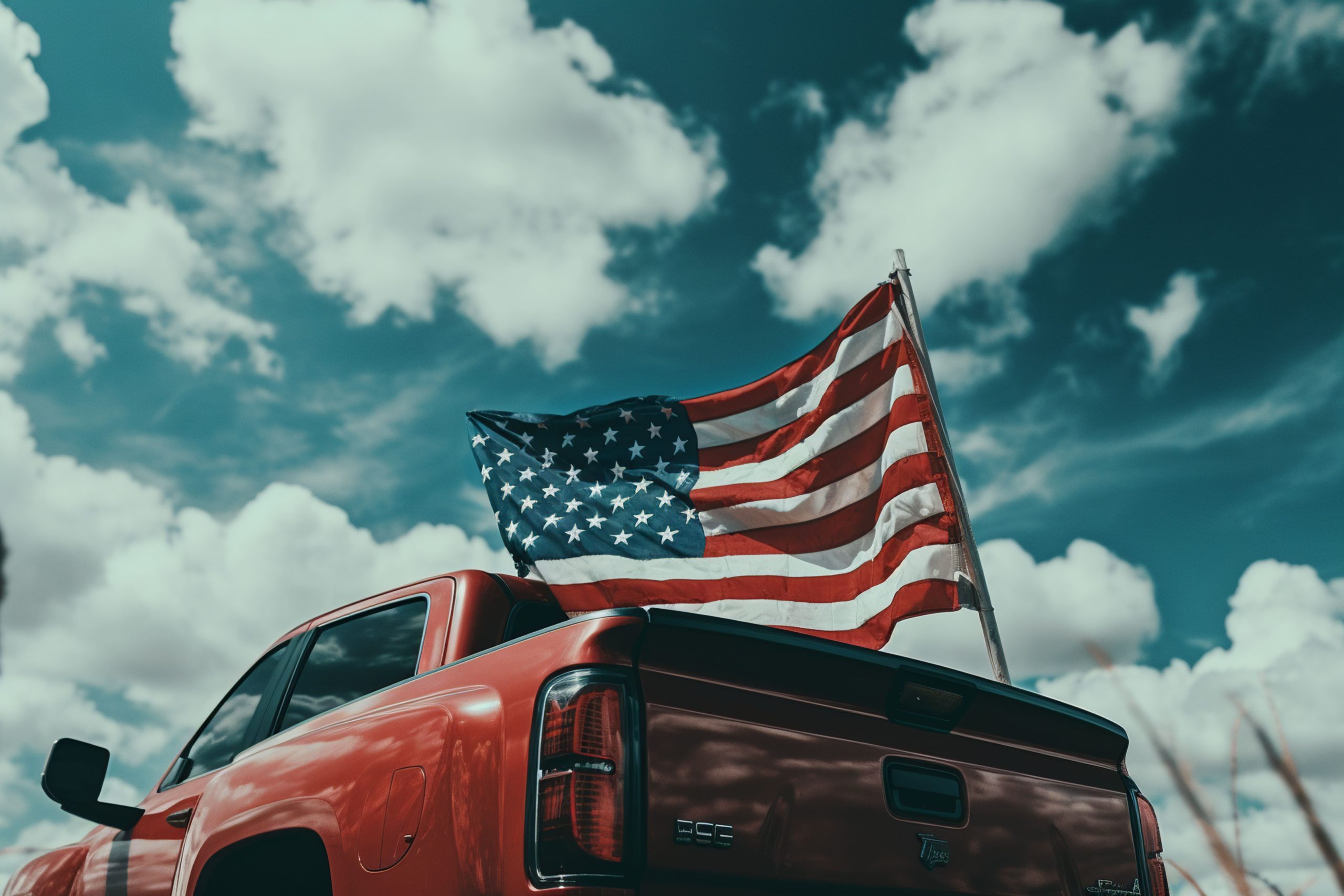 USA Car Subscription Services Market Outlook 2030 american-flag-flying-from-back-pickup-truck-1-scaled