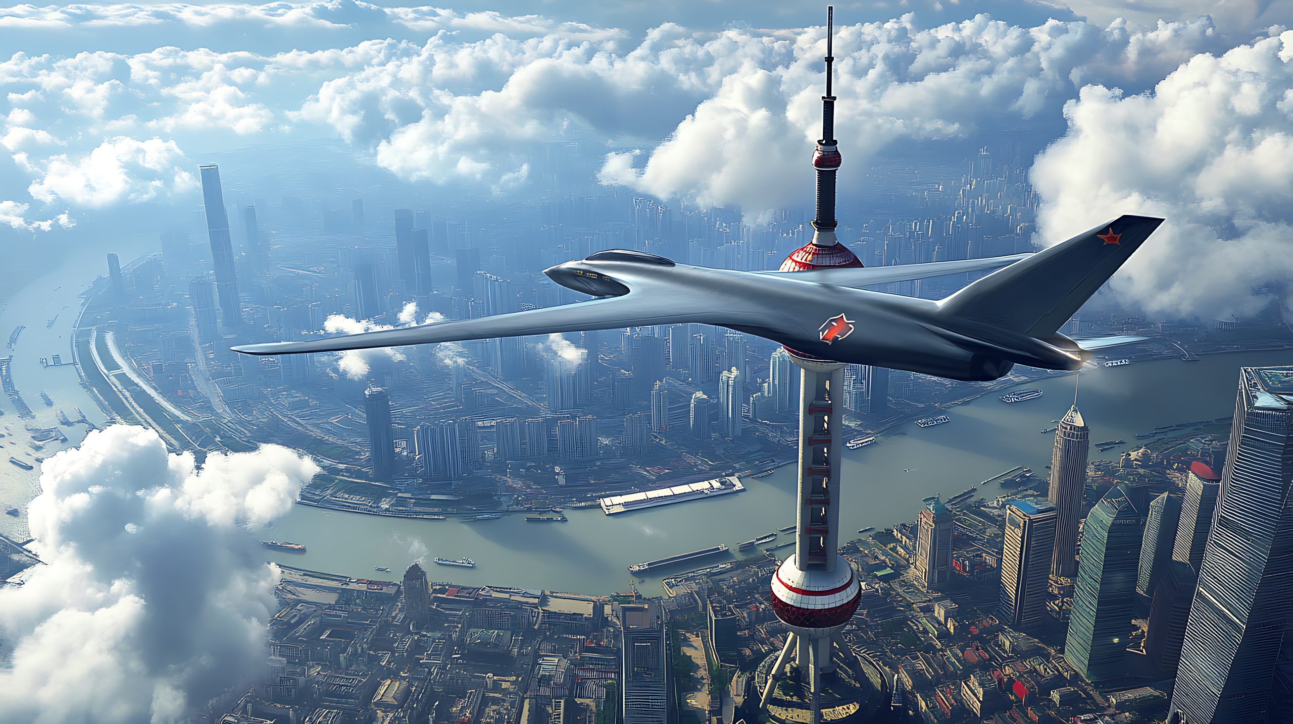 arafed-airplane-flying-city-with-tall-tower-scaled