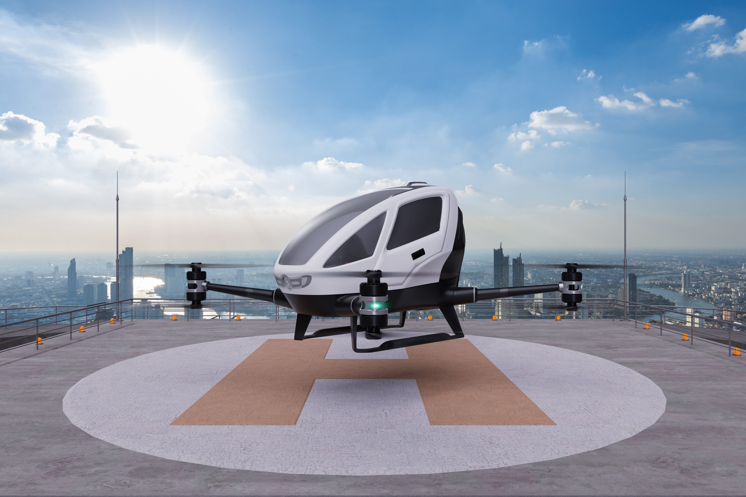 autonomous-driverless-aerial-vehicle-takeoff-building-rooftop-3d-render-scaled