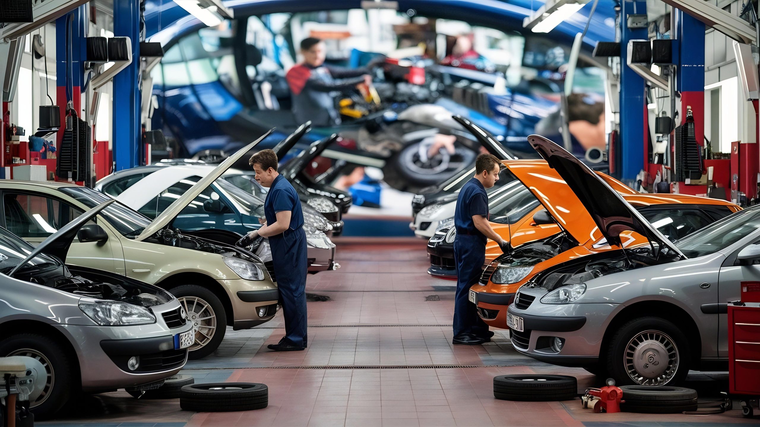 USA Automotive Repair and Maintenance Services Market Outlook 2030 car-service-centre-auto-repair-workshop-blurred-panoramic-background-scaled