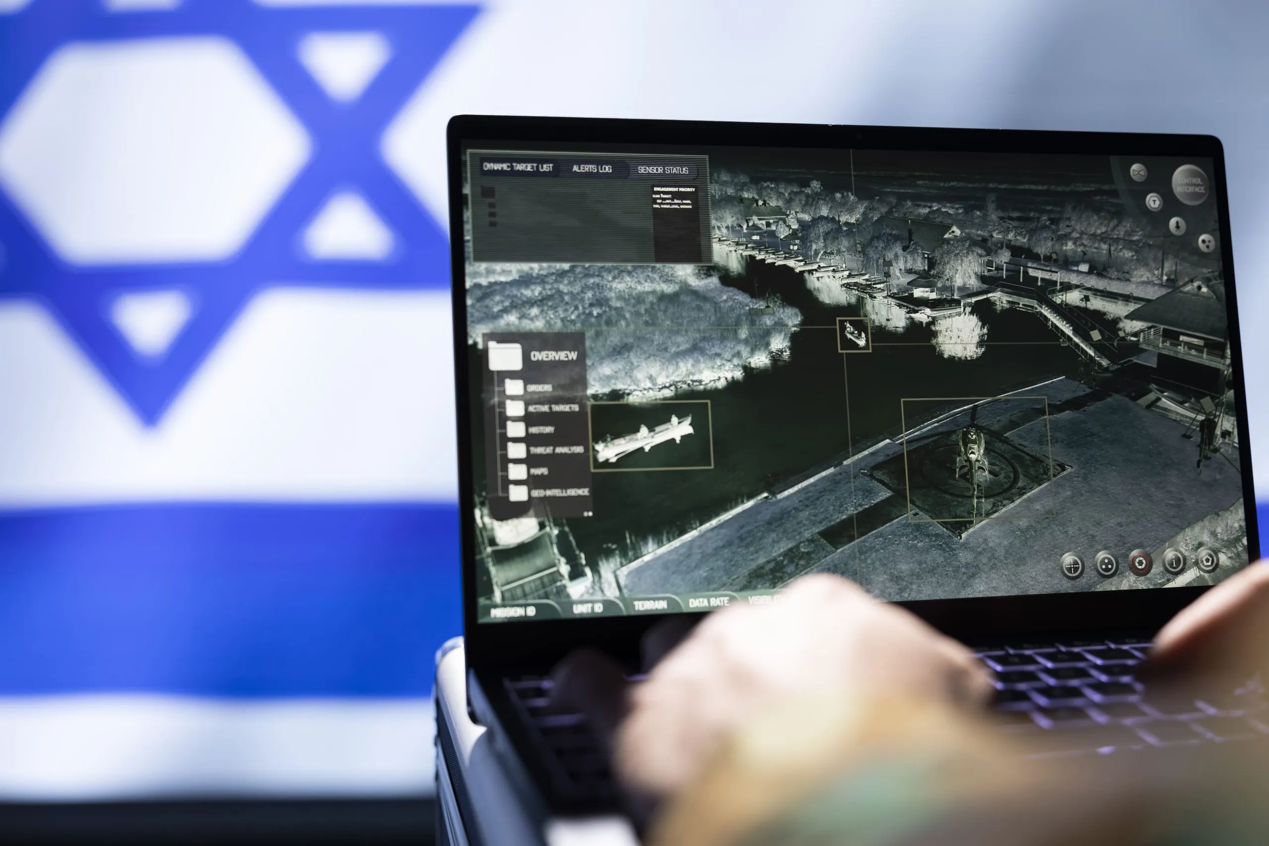 Israel defense gyroscope Market outlook 2035 close-up-shot-israeli-counterintelligence-officer-using-laptop-device-1-scaled