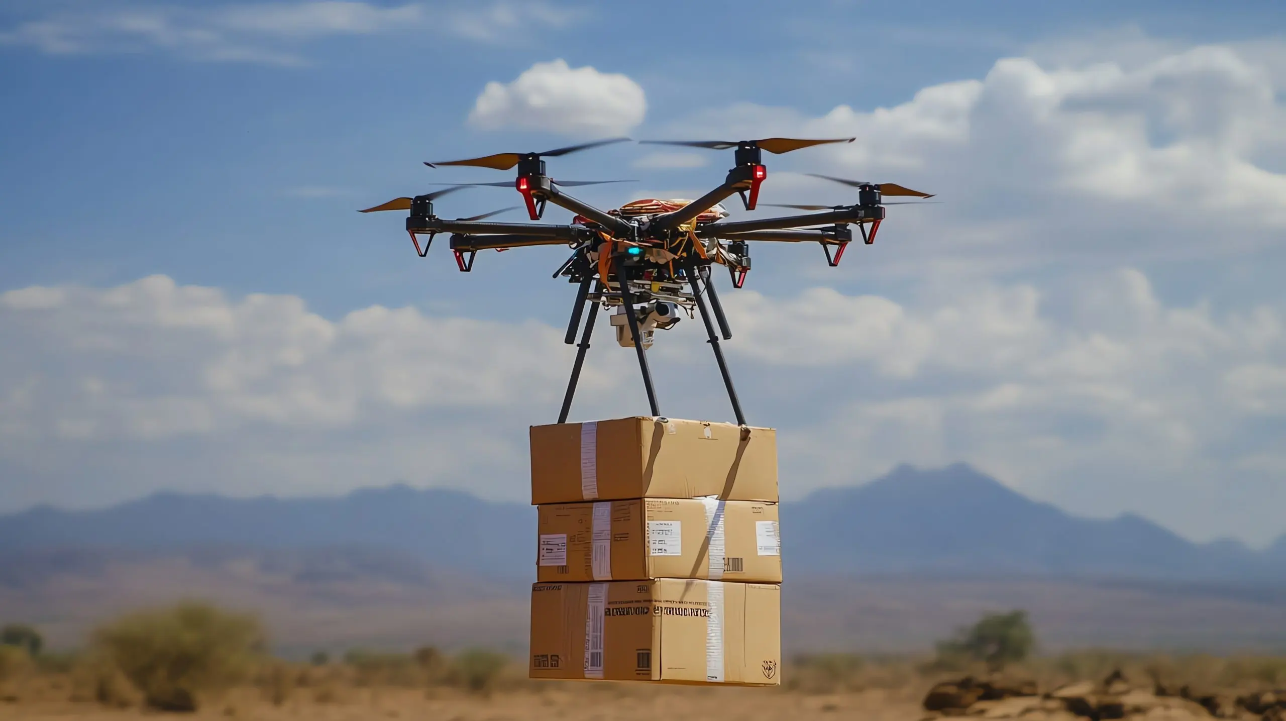 Israel drone package delivery Market outlook 2035 drone-carrying-package-desert-scaled