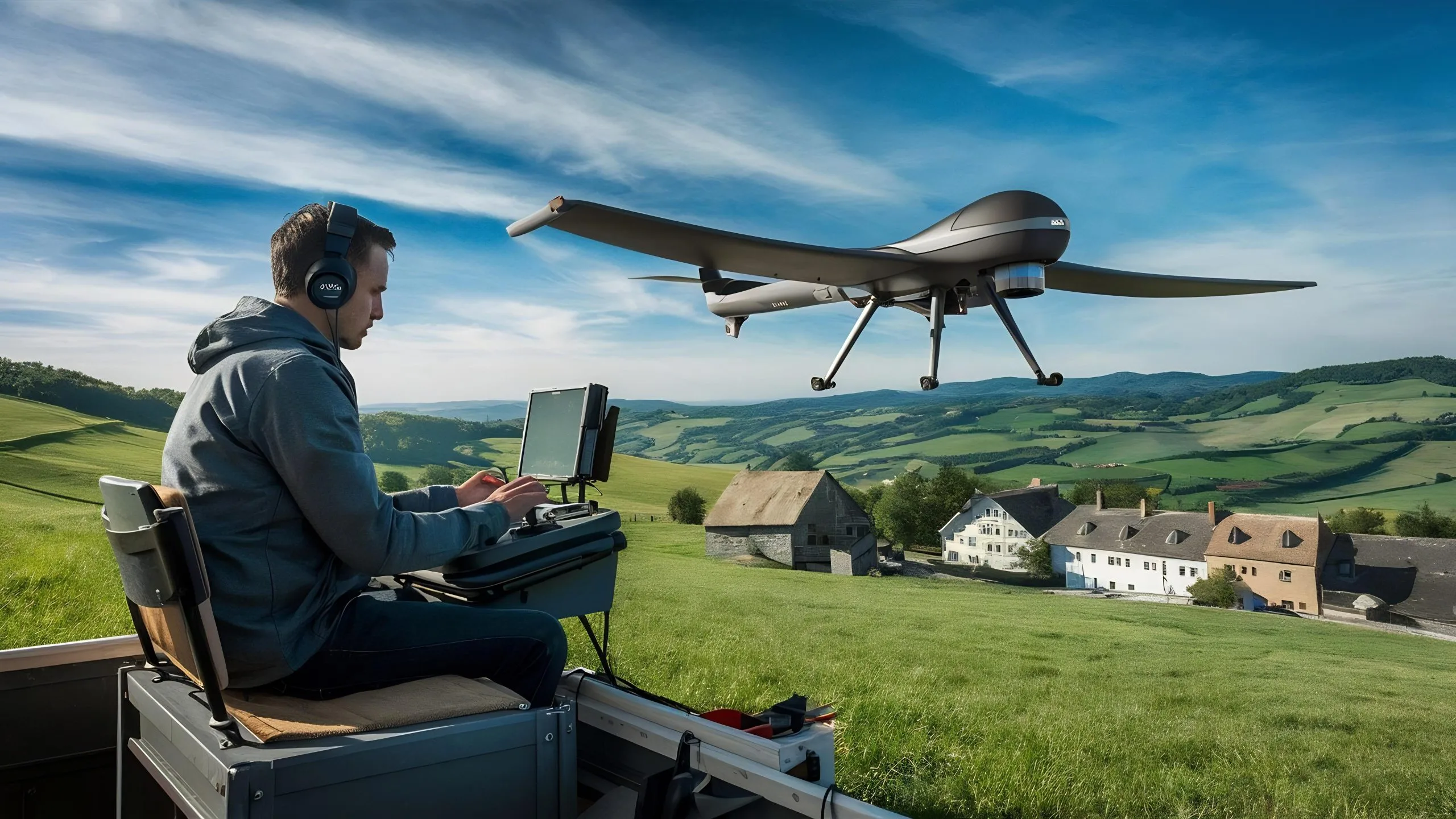 KSA uav flight training and simulation Market outlook to 2035 drone-operator-piloting-drone-rural-setting-scaled