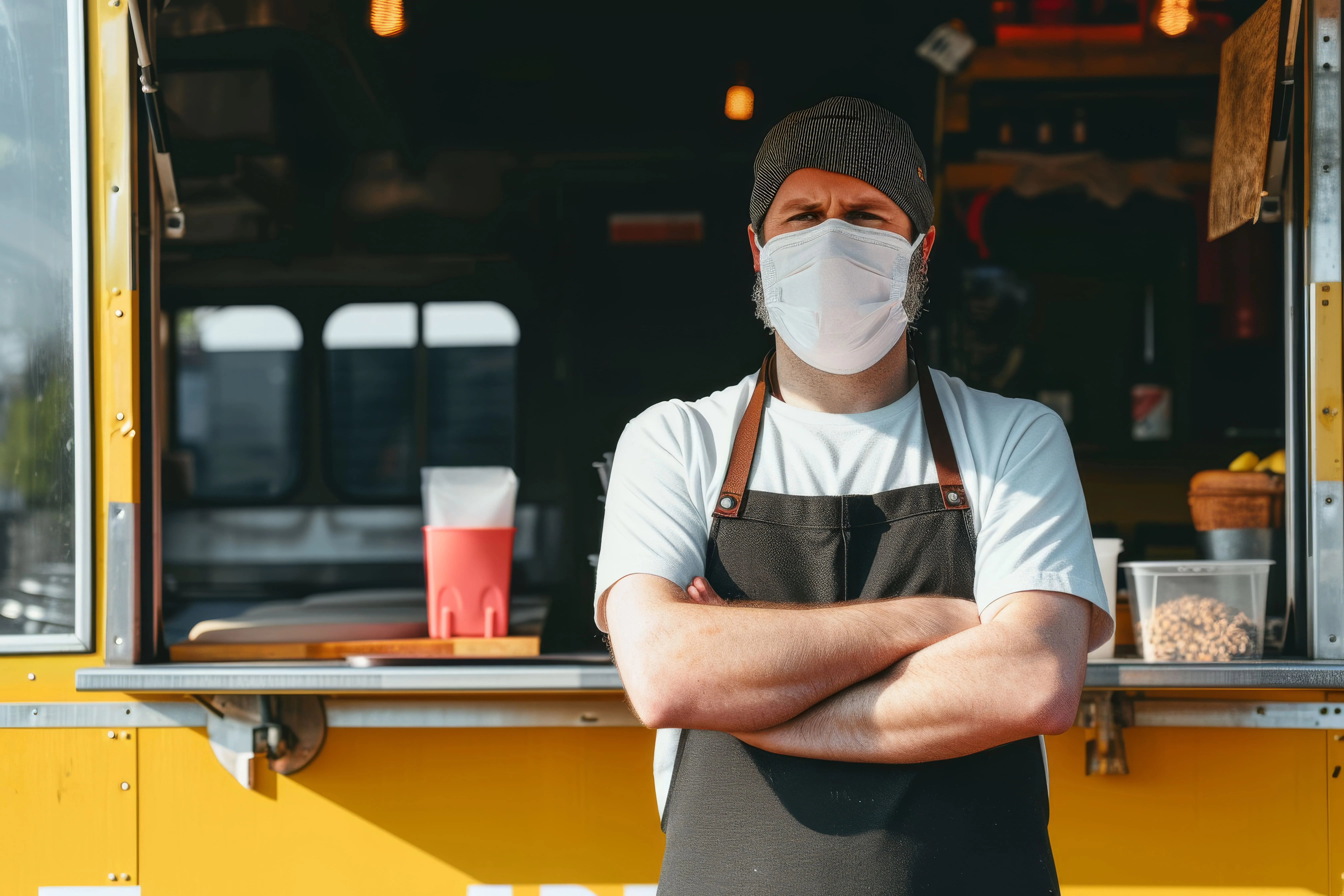 Singapore Apron Bus Market outlook to 2035 food-truck-owner-wearing-protective-face-mask-1