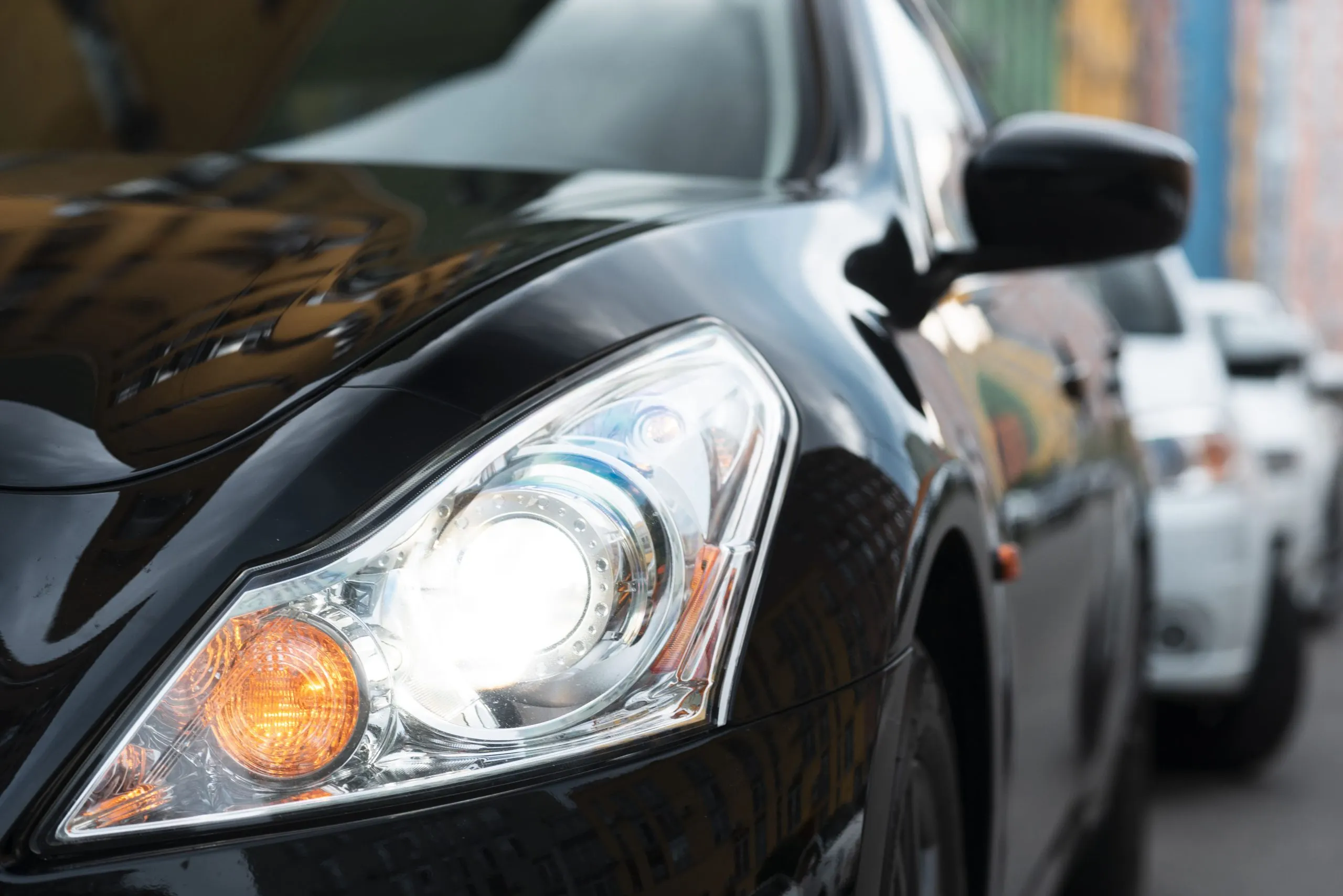 USA LED Headlights Market Outlook 2030 front-view-black-car-lights-1-scaled