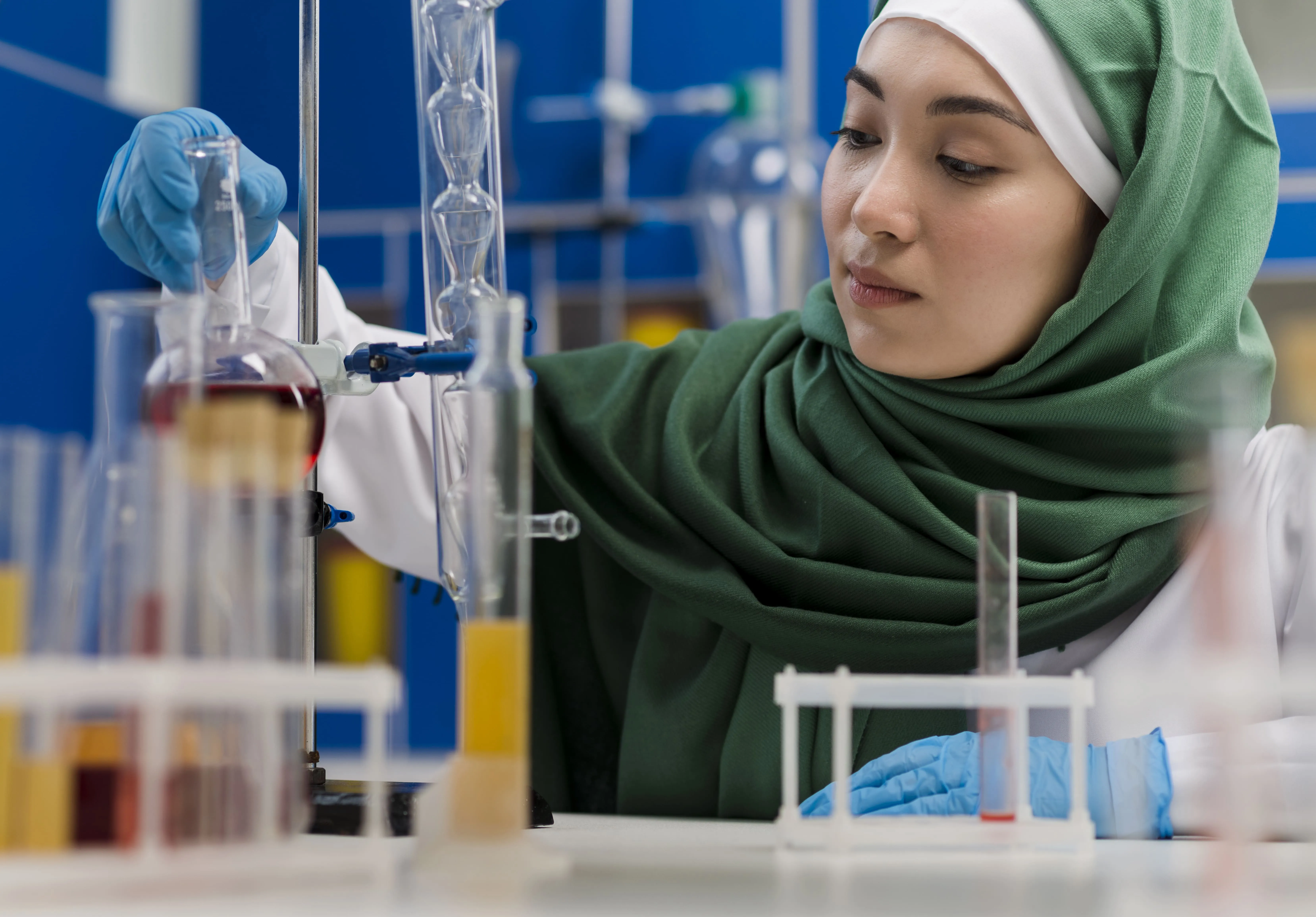 UAE Whole Exome Sequencing Market Outlook 2030 front-view-female-scientist-with-hijab-laboratory-1