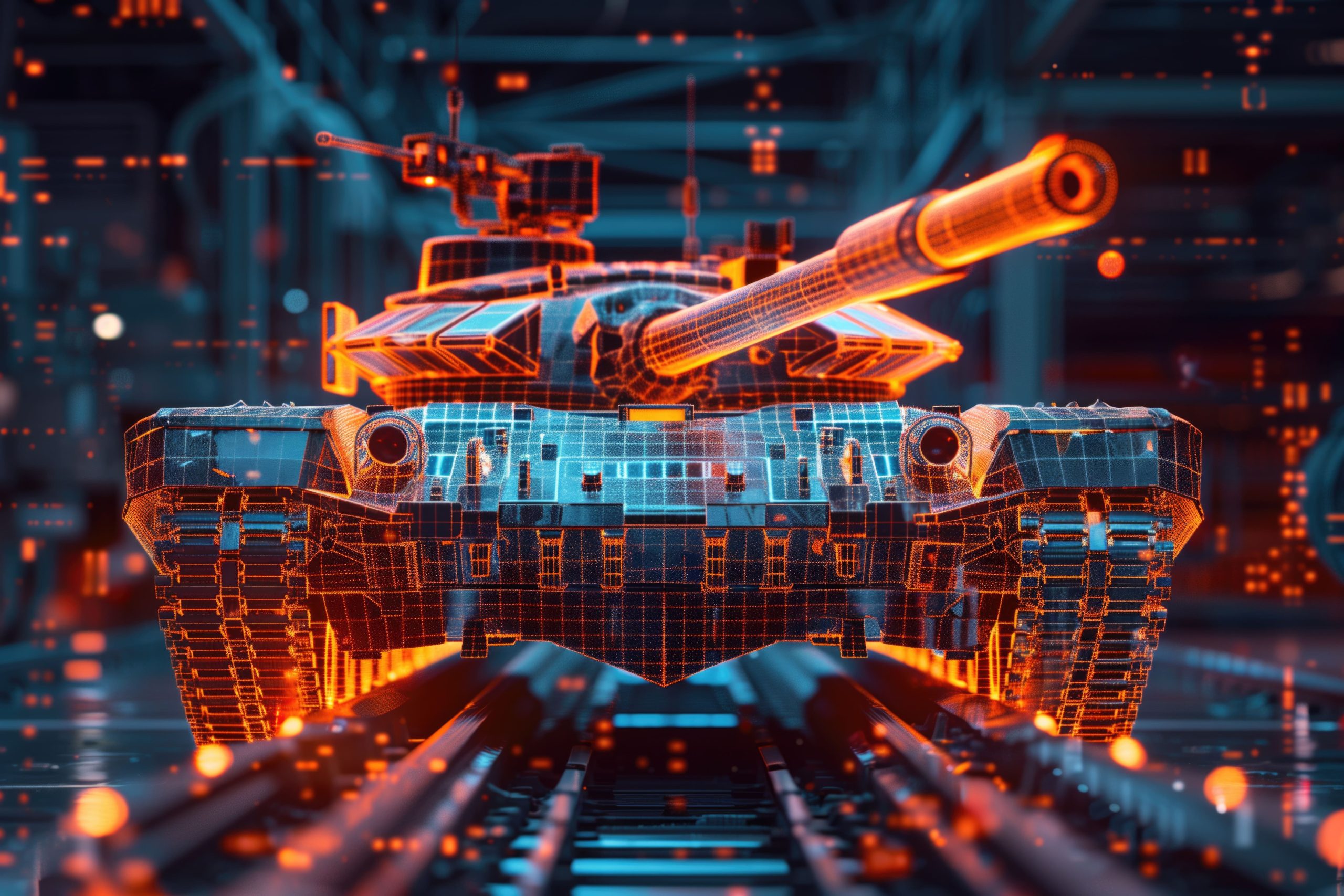 KSA programmable ammunition Market outlook to 2035 futuristic-3d-render-military-tank-with-digital-gridlines-hightech-facility-2-scaled