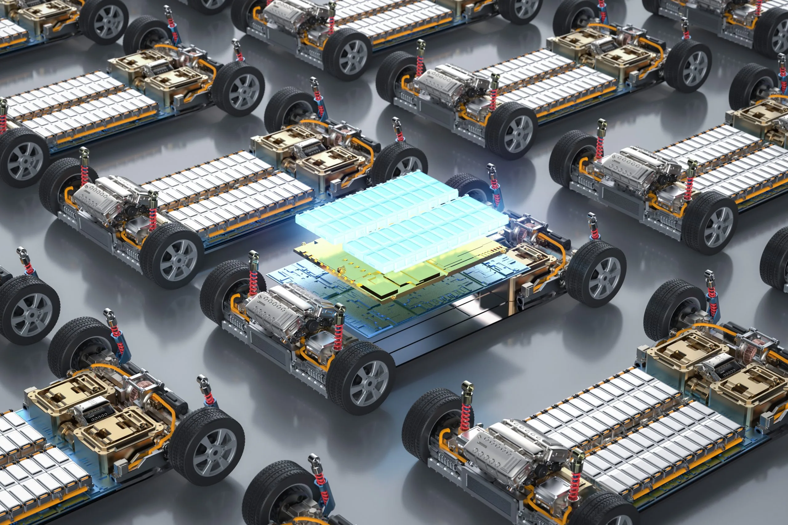 Philippines Vehicle-to-Grid (V2G) Technology Market Outlook 2030 group-electric-cars-with-pack-battery-cells-module-platform-scaled