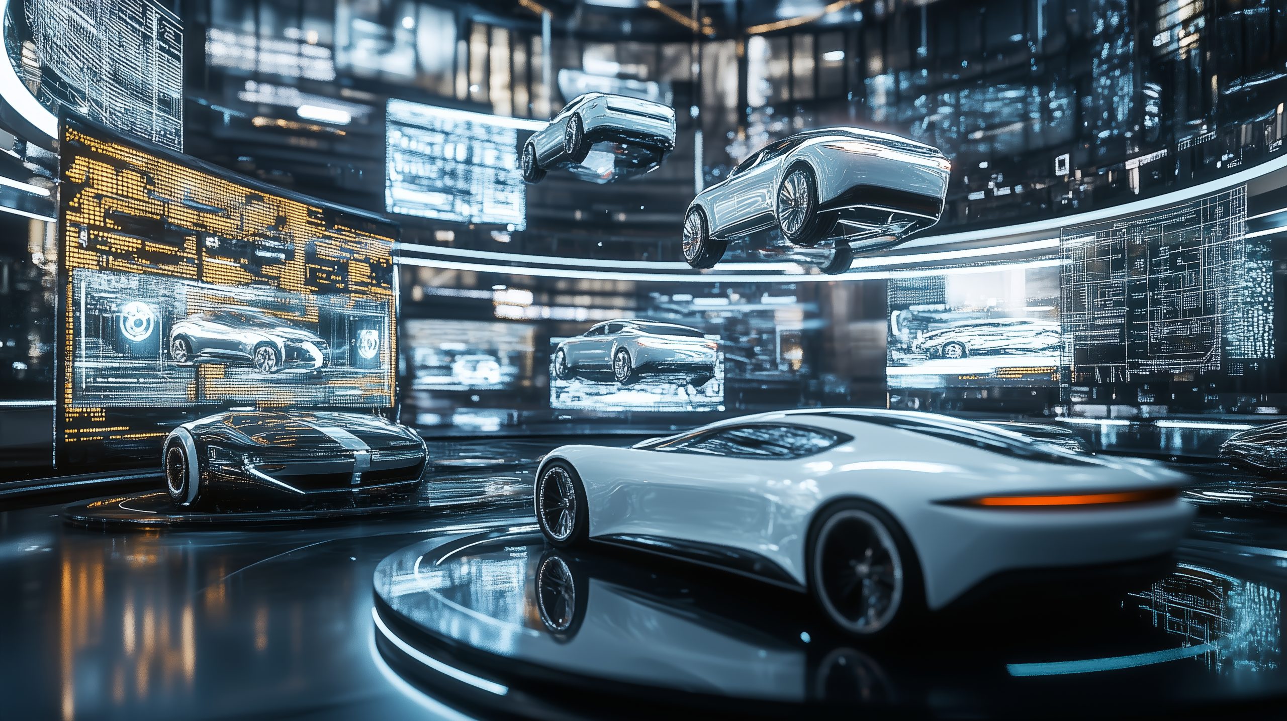Philippines Digital Twin in Automotive Market Outlook 2030 hightech-car-showroom-featuring-futuristic-vehicles-with-transparent-screens-digital-displays-modern-urban-setting-scaled