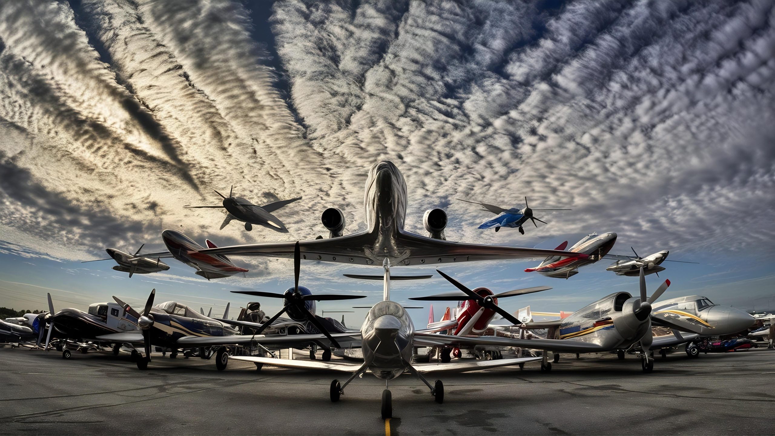 low-angle-shot-range-aircraft-preparing-air-show-breathtaking-cloudy-sky-scaled
