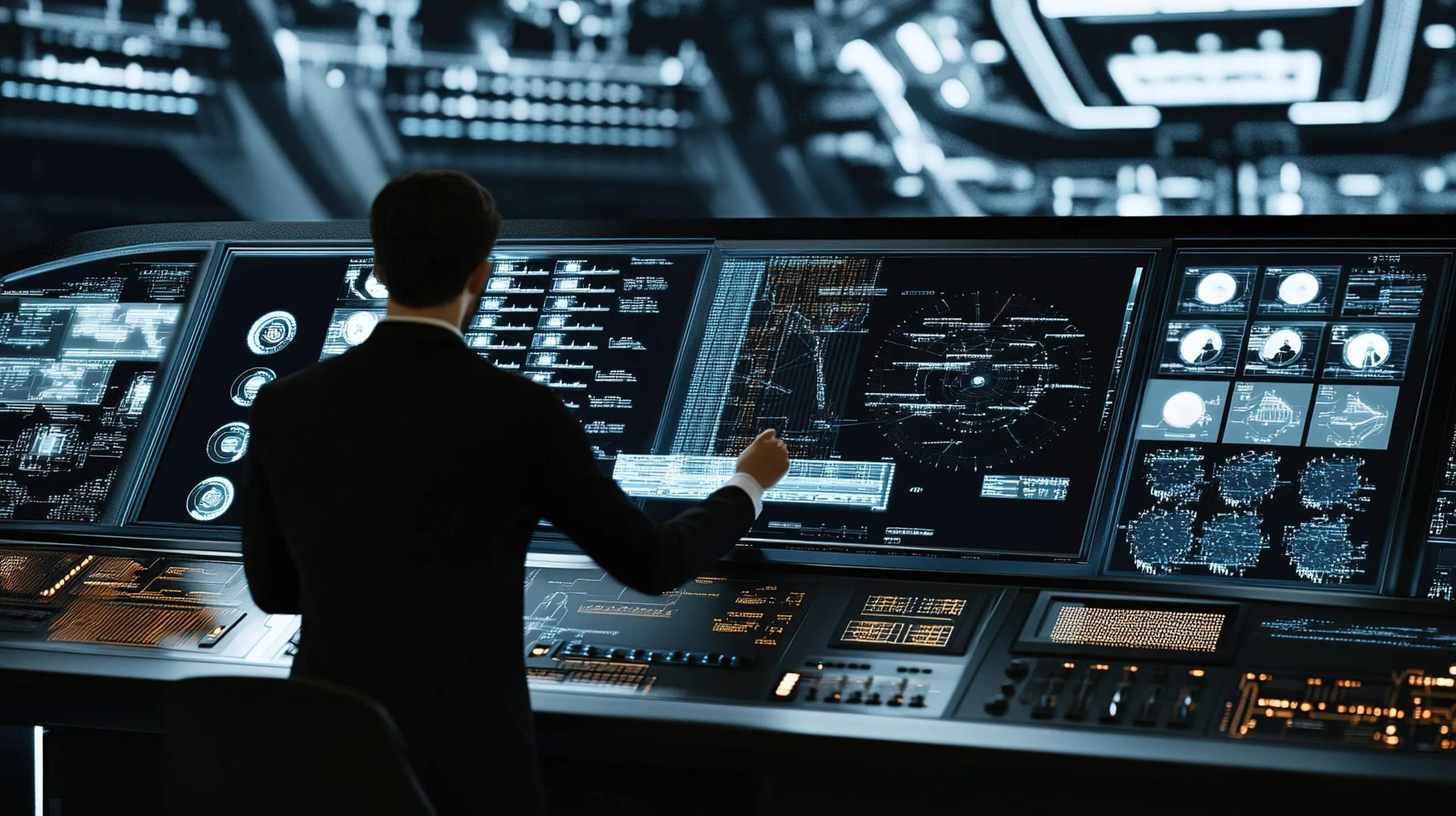 Israel Command and Control Systems Market outlook to 2035 professional-monitors-advanced-technological-interfaces-futuristic-control-room-nighttime-operations-scaled