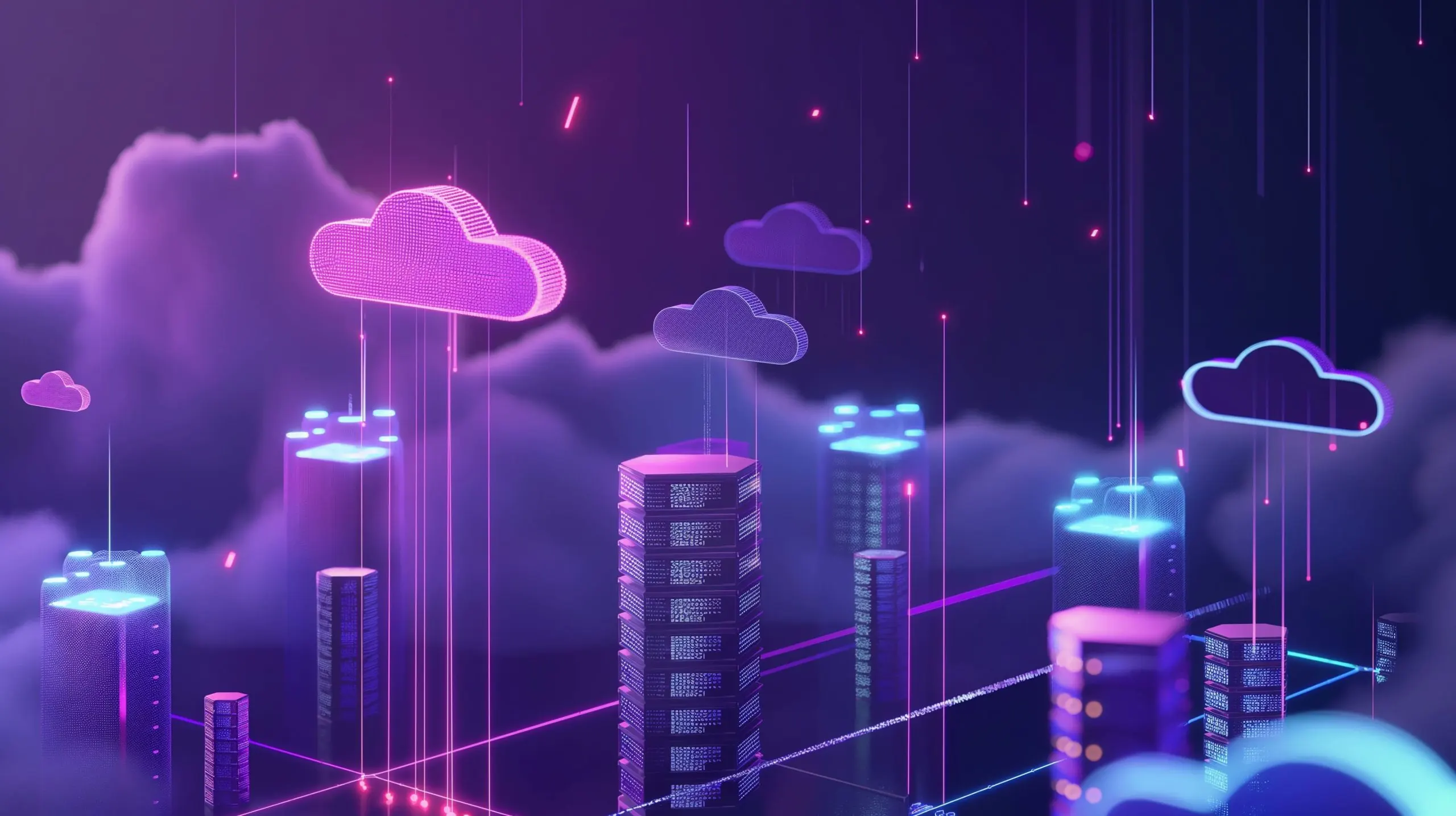 Indonesia Cloud Infrastructure Market Outlook to 2035 purple-sky-with-clouds-building-background-1-scaled