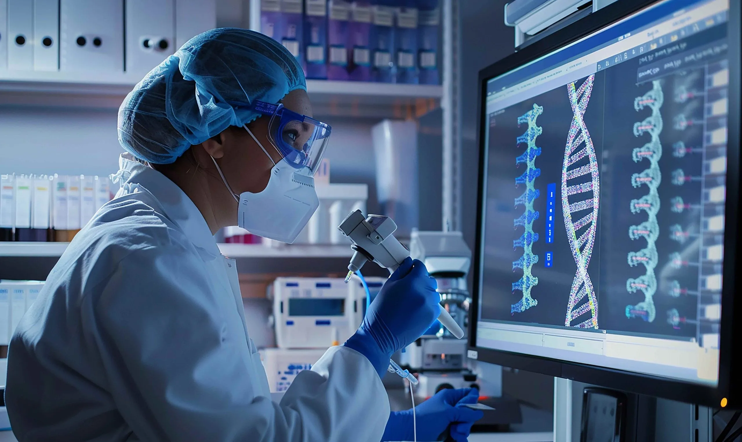KSA Biomarkers Market Outlook 2030 scientist-lab-with-blue-lab-coat-gloves-holding-microscope_compressed-scaled