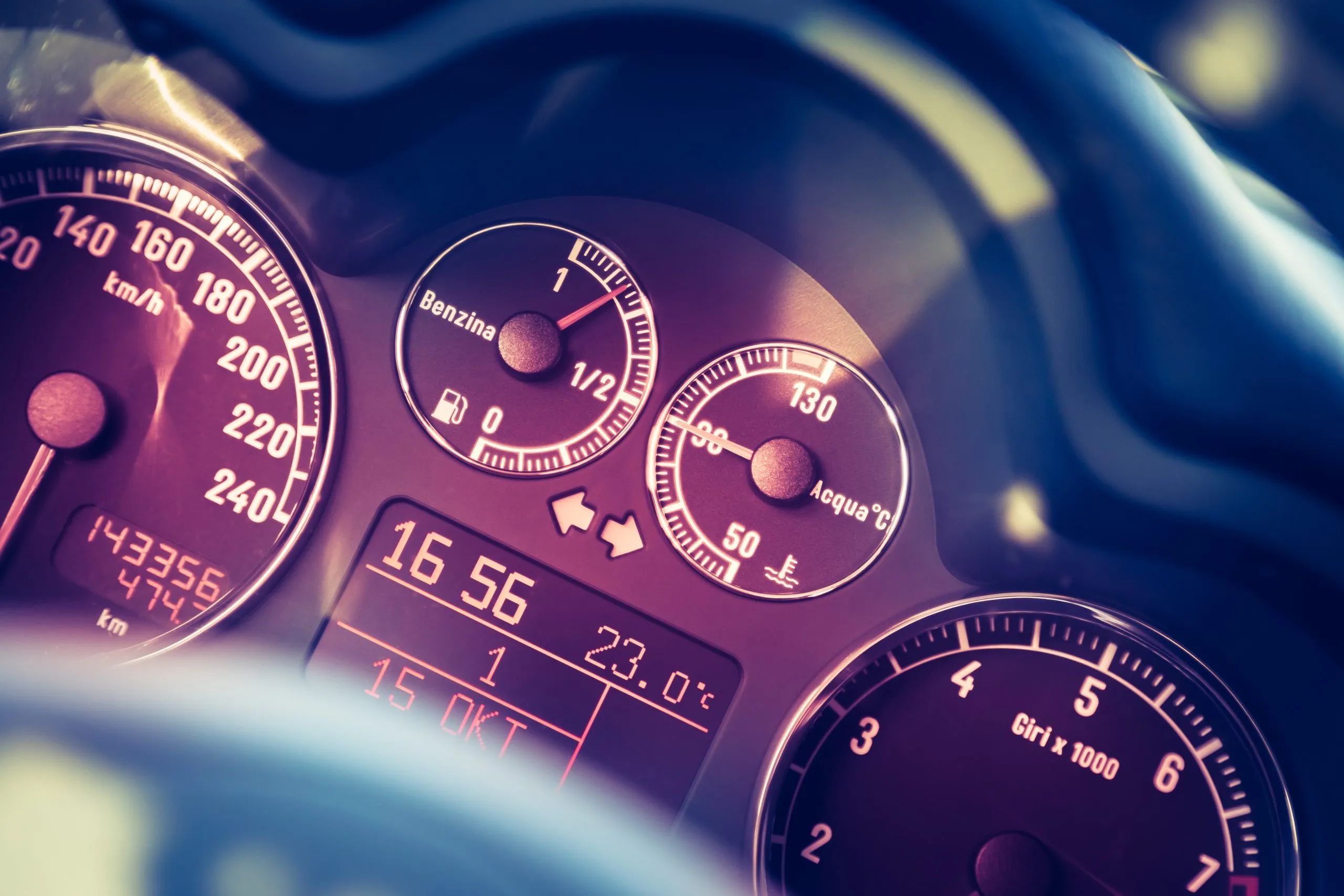 USA Instrument Clusters Market Outlook 2030 sports-car-dashboard-steering-wheel-with-tachometer-fuel-indicator-scaled