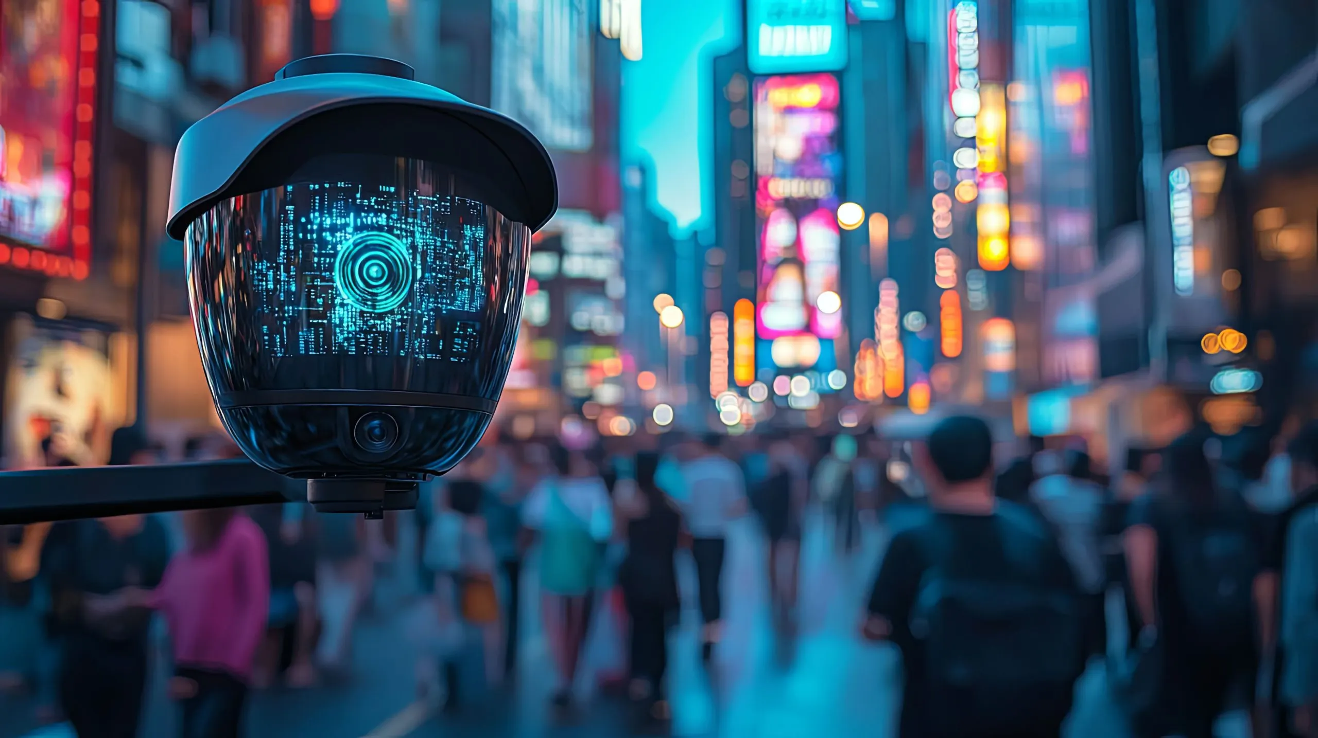 USA Night Vision Systems Market Outlook 2030 surveillance-camera-city-with-blurred-background-people-walking-scaled