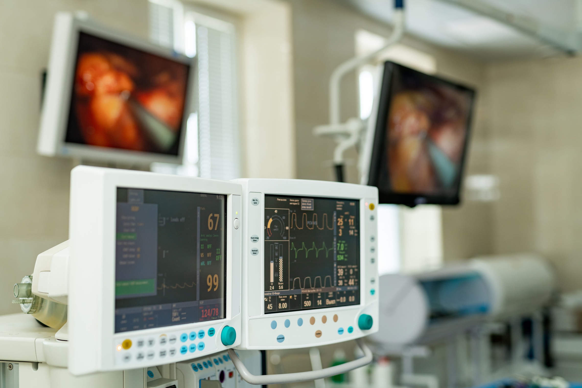 Philippines Echocardiography Equipment Market Outlook 2030 two-screens-operating-room-medical-devices-interior-hospital-design-concept-interior-operating-room-modern-clinic-monitor-with-tests-closeup-1