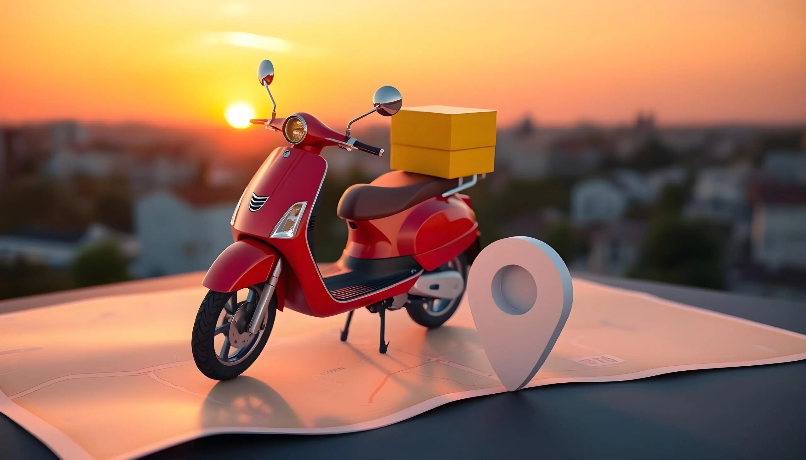 Philippines Last-Mile Delivery Market Outlook to 2035 3d-rendered-image-red-scooter-with-yellow-delivery-box-back-parked-map-scaled