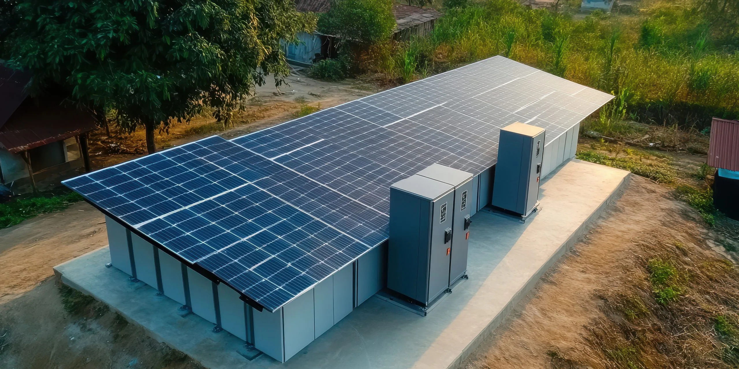 India Battery Energy Storage System (BESS) Market Outlook to 2035 aerial-view-solar-panel-installation-building-showcasing-sustainable-energy-technology-natural-setting-scaled