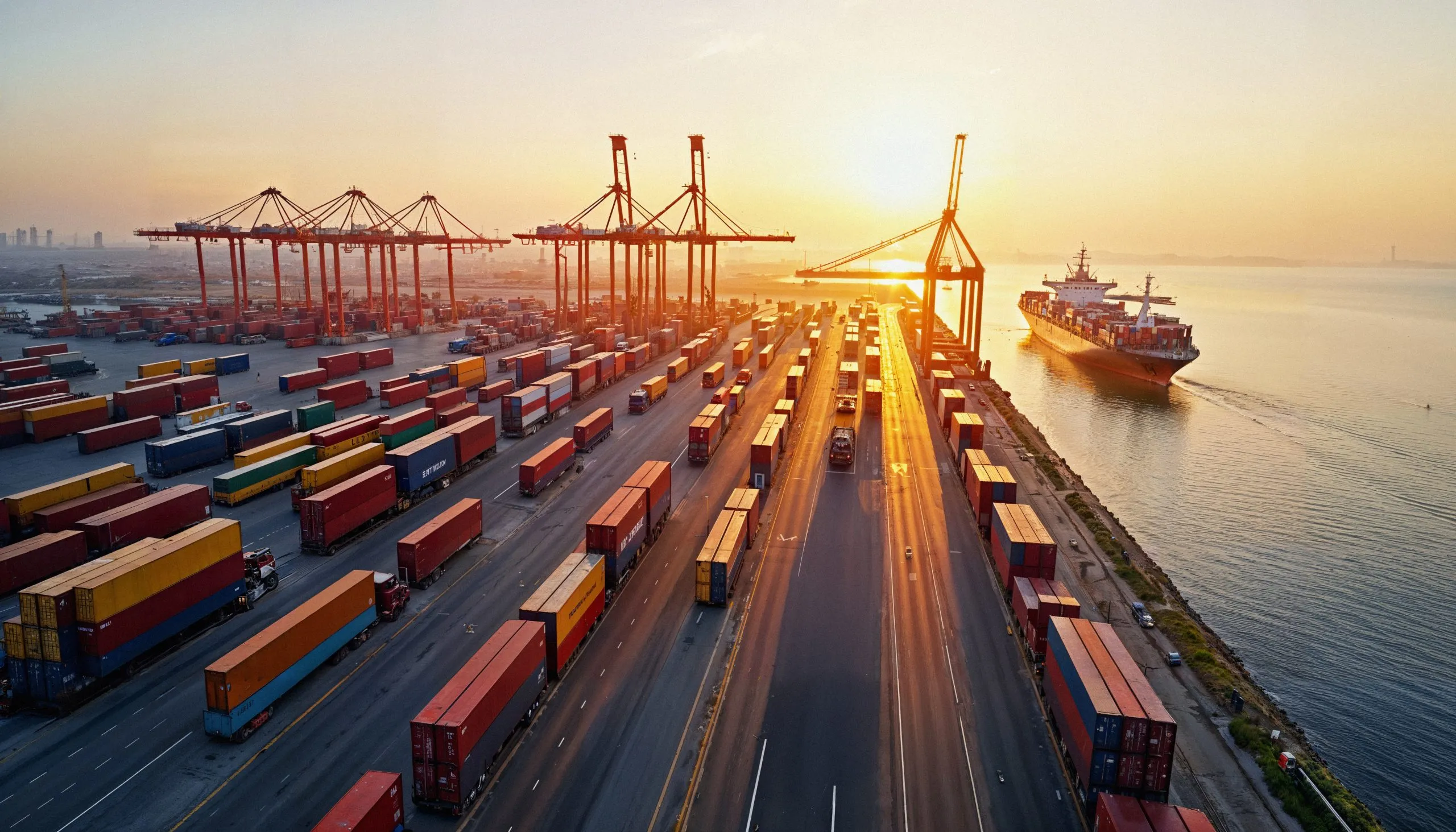 Spain Freight Forwarding Market Outlook to 2035 cargo-port-with-container-ships-sunset-scaled