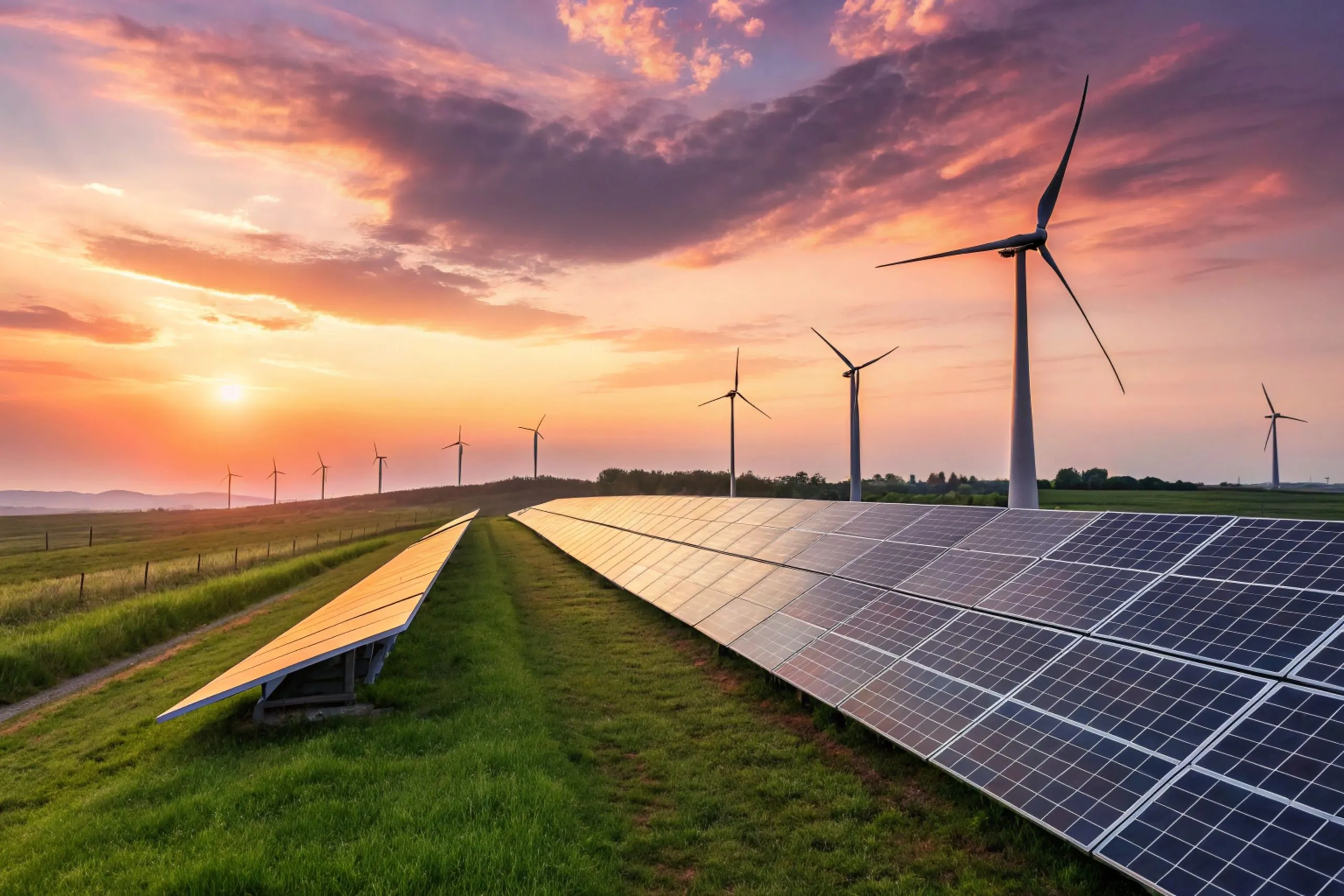 Philippines Renewable Energy Market Outlook to 2035 clean-energy-concept-solar-power-plant-wind-turbines-beautiful-sunset-background-generated-by-ai-scaled