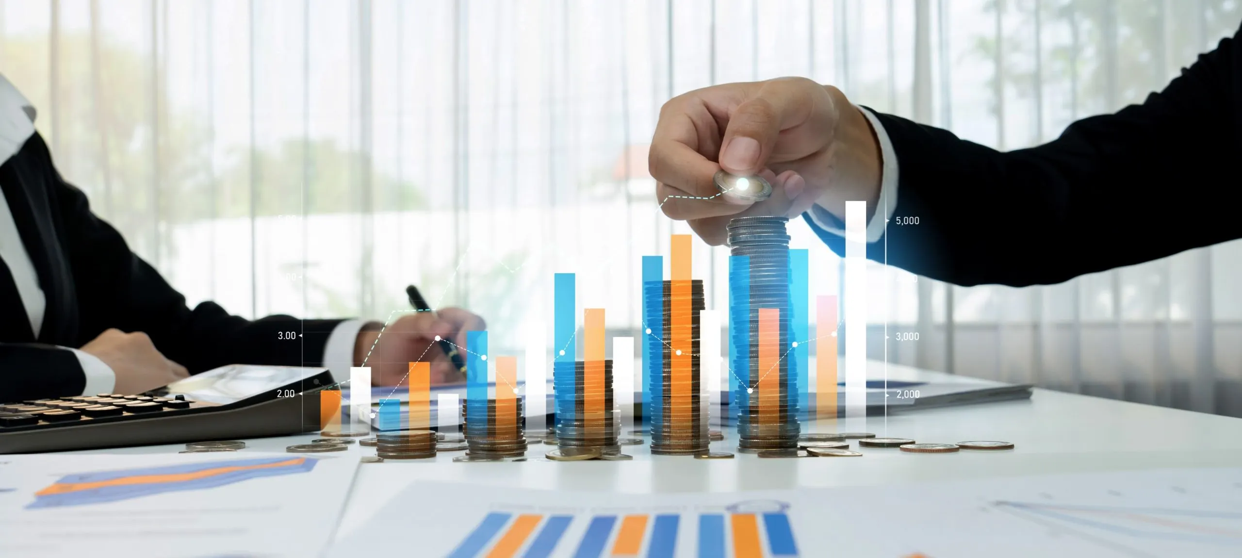 UAE Wealth Management Market Outlook to 2035 coin-stack-with-digital-graphic-indicator-symbolize-business-investment-shrewd-1-scaled