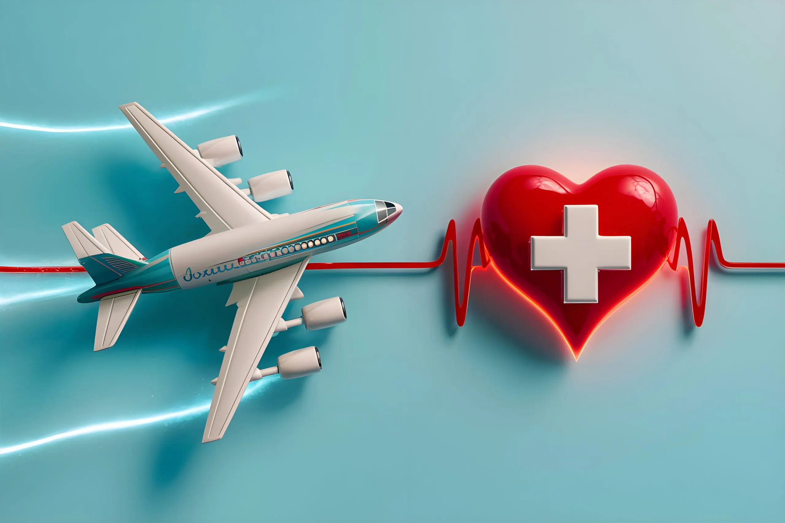 UK Medical Tourism Market Outlook to 2035 concept-medical-tourism-white-airplane-medical-elements-blue-background-scaled