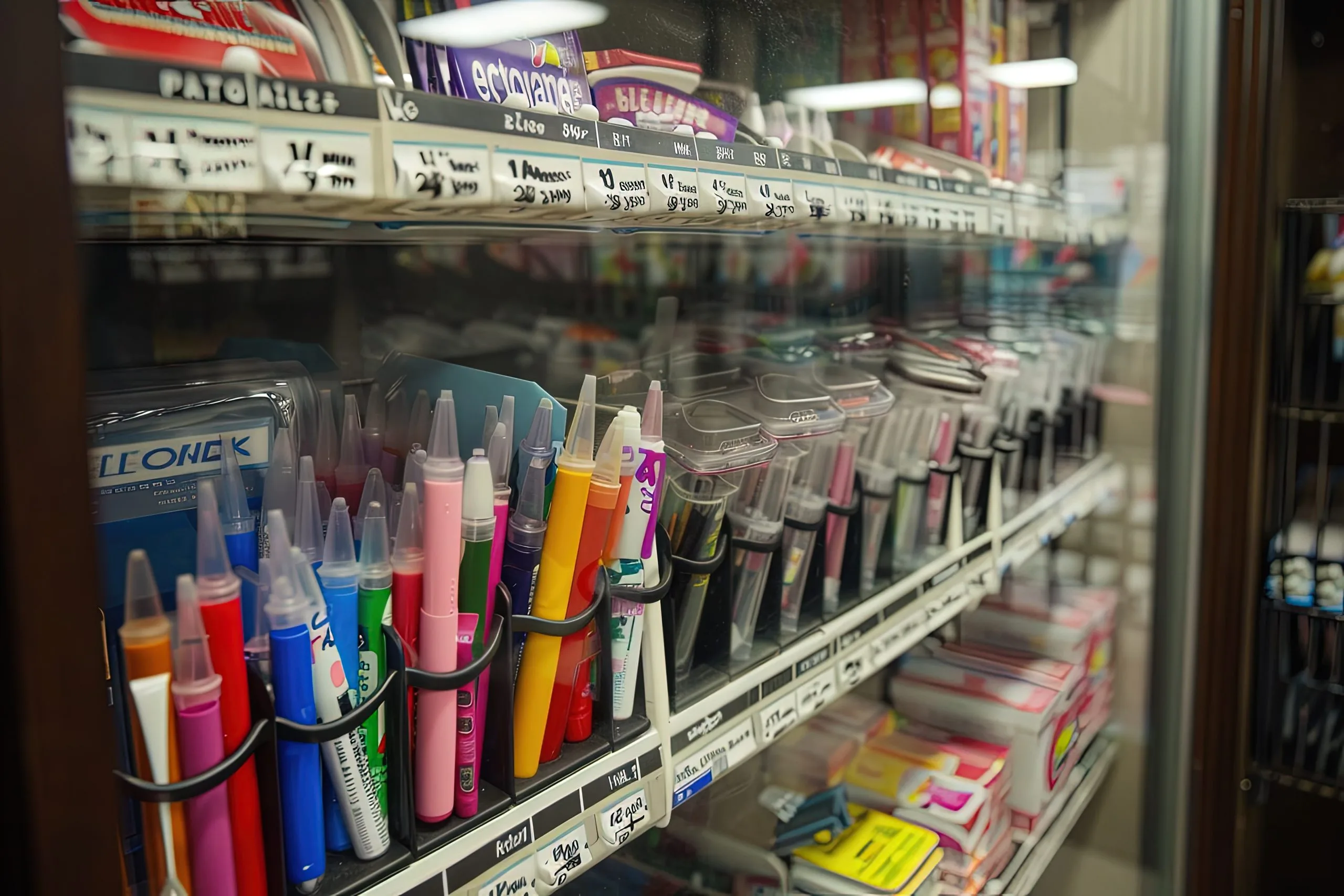 Vietnam Stationary Market Outlook to 2035 display-case-filled-with-lots-different-colored-pens-scaled