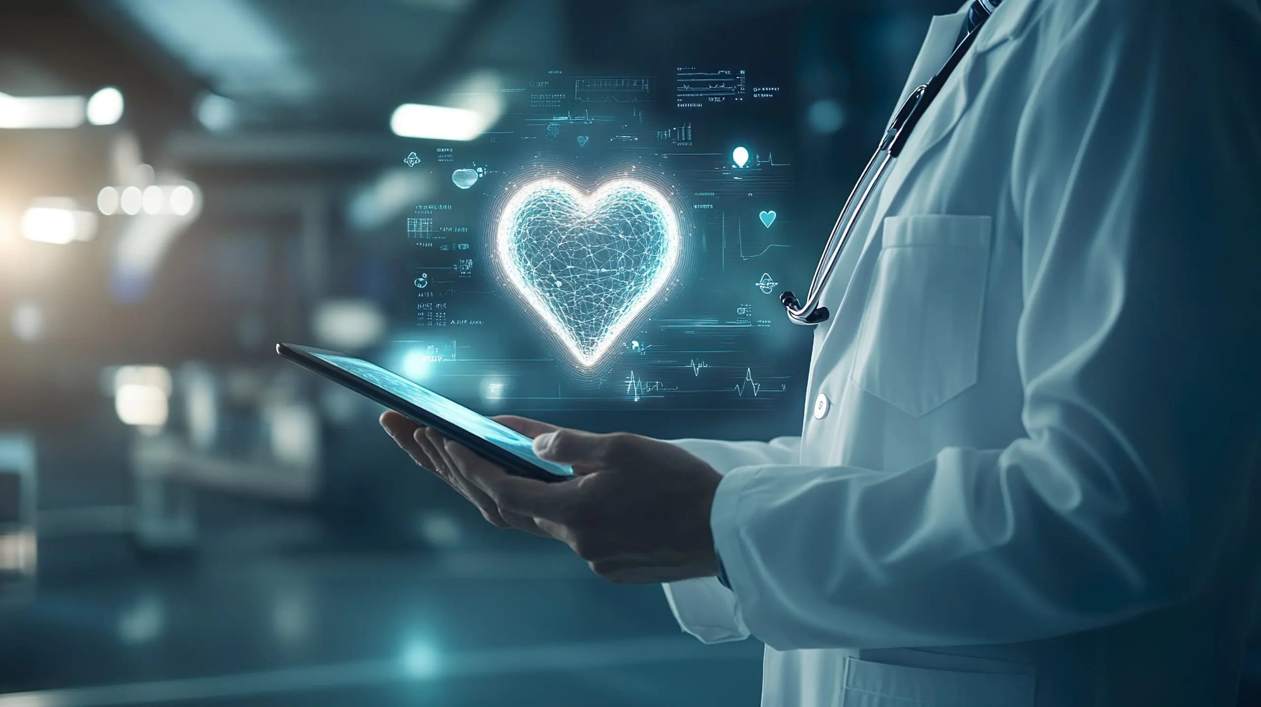 USA Digital Health Market Outlook to 2035 doctor-holding-tablet-using-digital-devices-health-evaluation-ai-cardiology-technology-scaled