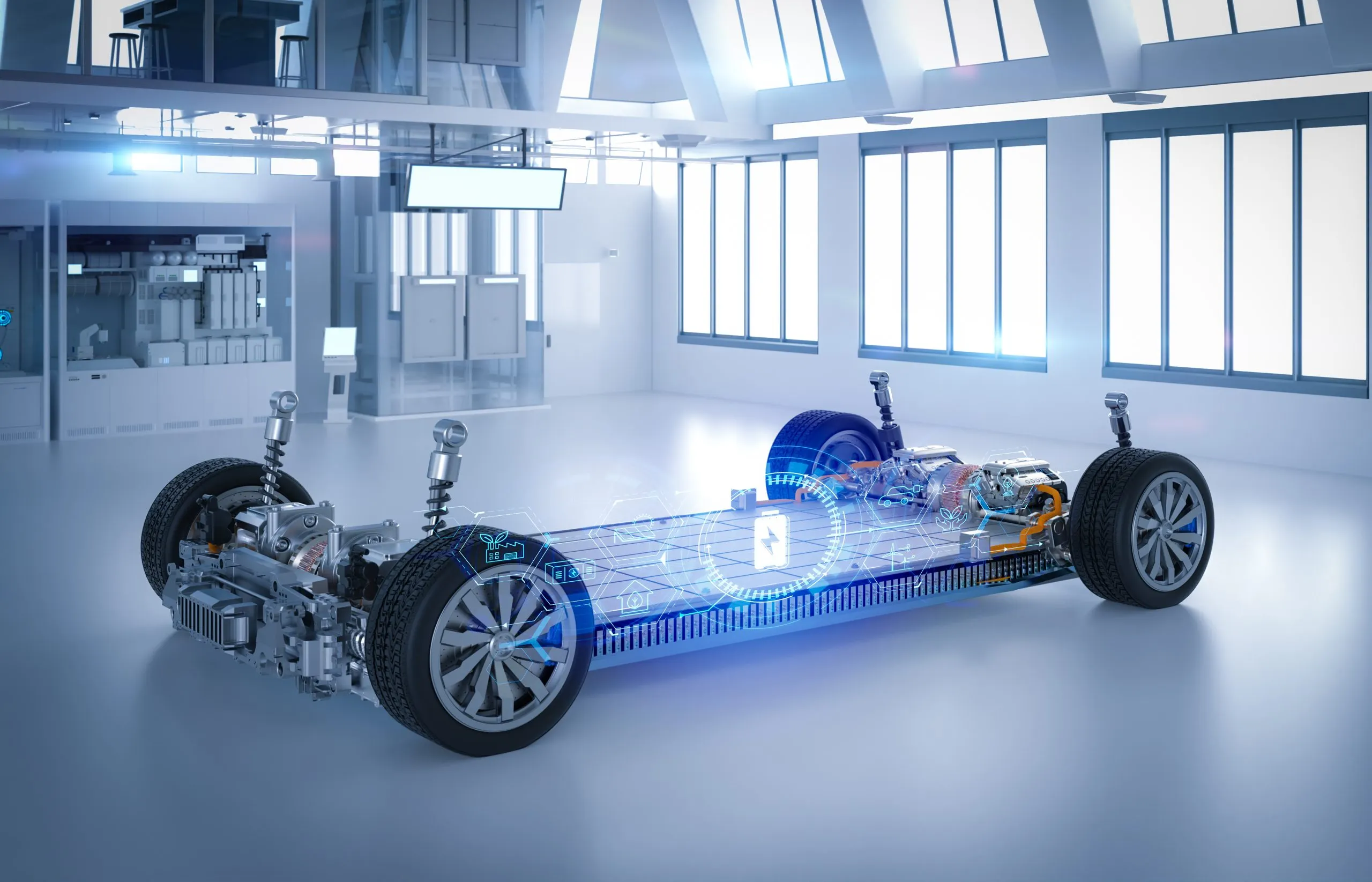 India EV Battery Market Outlook to 2035 electric-car-research-development-with-ev-car-with-pack-battery-cells-module-platform-laboratory-scaled