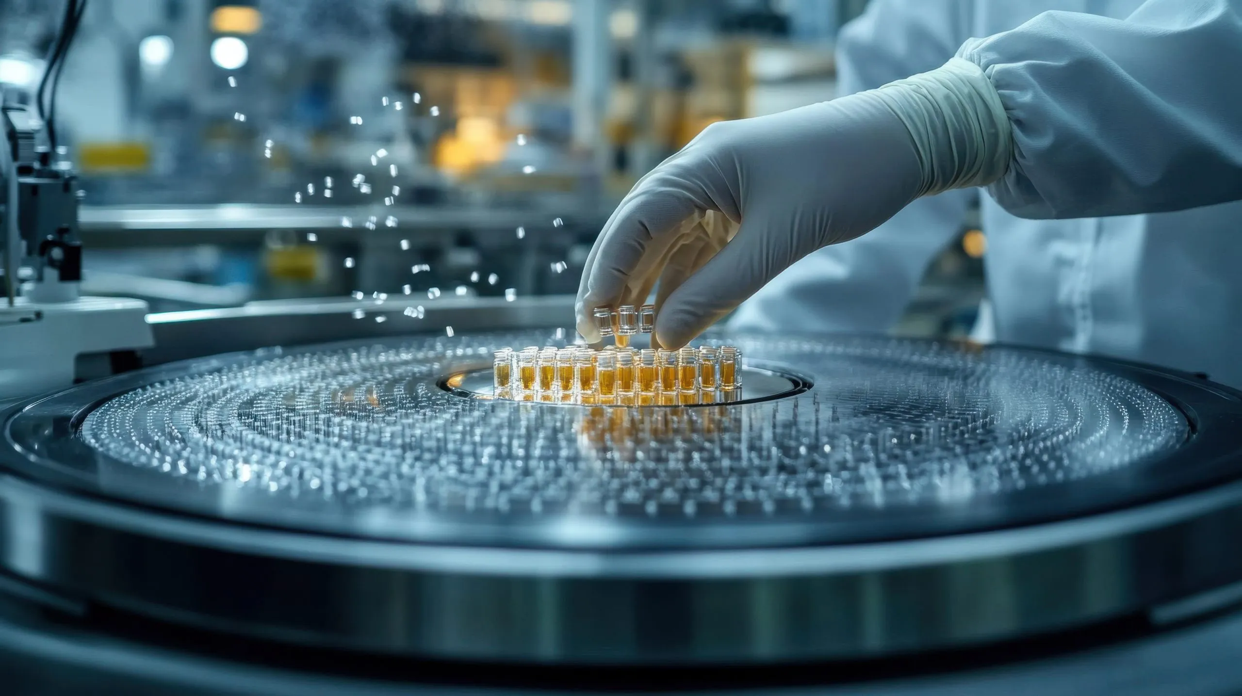 USA Biosimilar Recombinant Proteins Market Outlook 2035 employee-placing-vials-into-medical-factory-machine-hightech-highresolution-imagery-scaled
