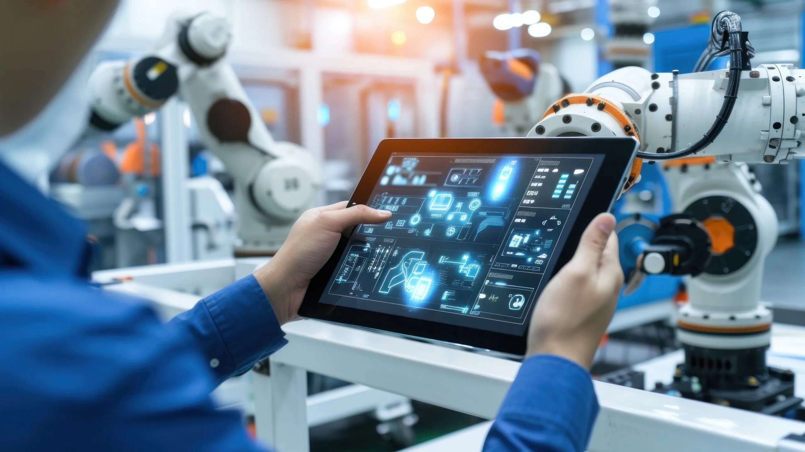 Malaysia Industrial IoT Market Outlook to 2035 engineer-is-using-tablet-monitor-live-machine-data-smart-factory-automotive-industrial-industry-4th-iot-digital-manufacturing-operation-scaled