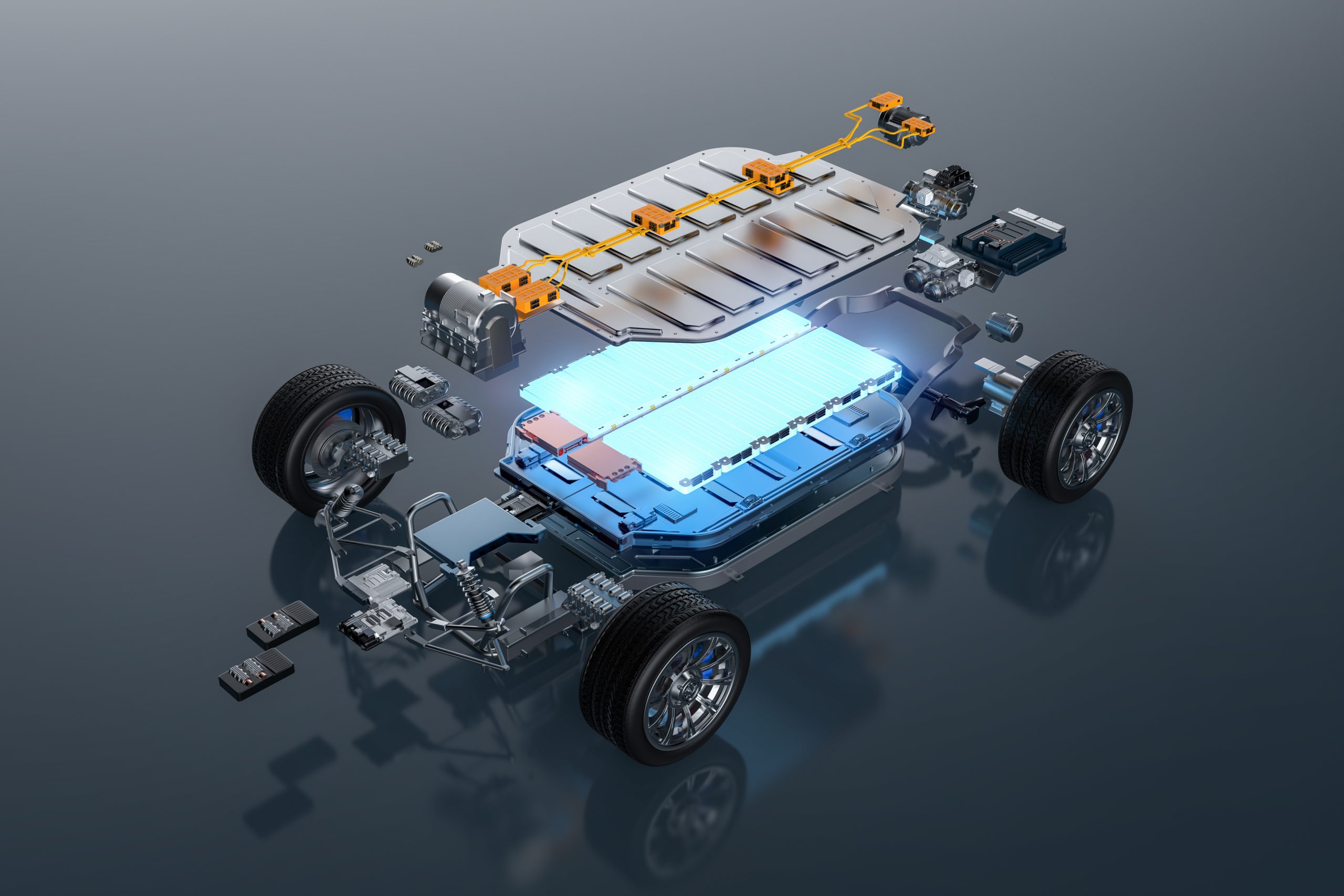 explode-view-ev-car-with-glowing-battery-element-undercarriage-scaled