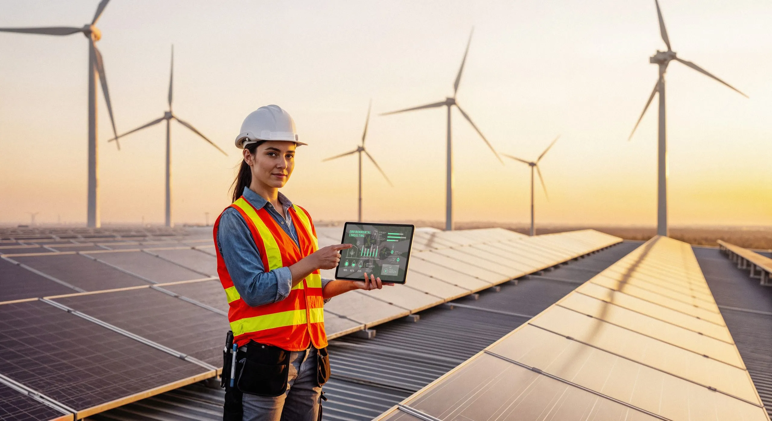 Germany Solar EPC Market Outlook to 2035 female-engineer-solar-farm-wind-turbines-using-tablet-monitoring-scaled