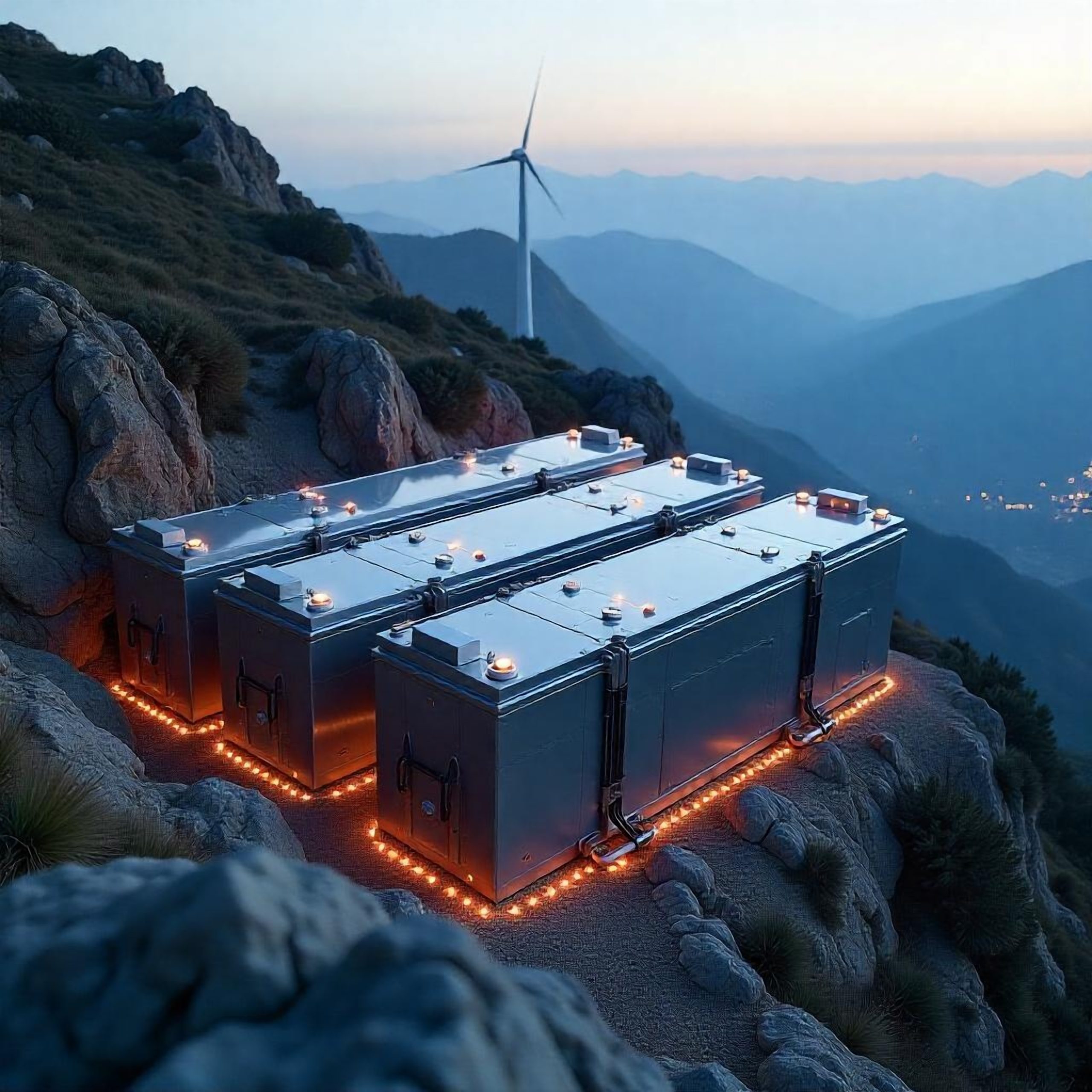 Italy Battery Energy Storage System Market Outlook to 2035 massive-sleek-batteries-integrated-into-mountains-glowing-with-renewable-energy-scaled