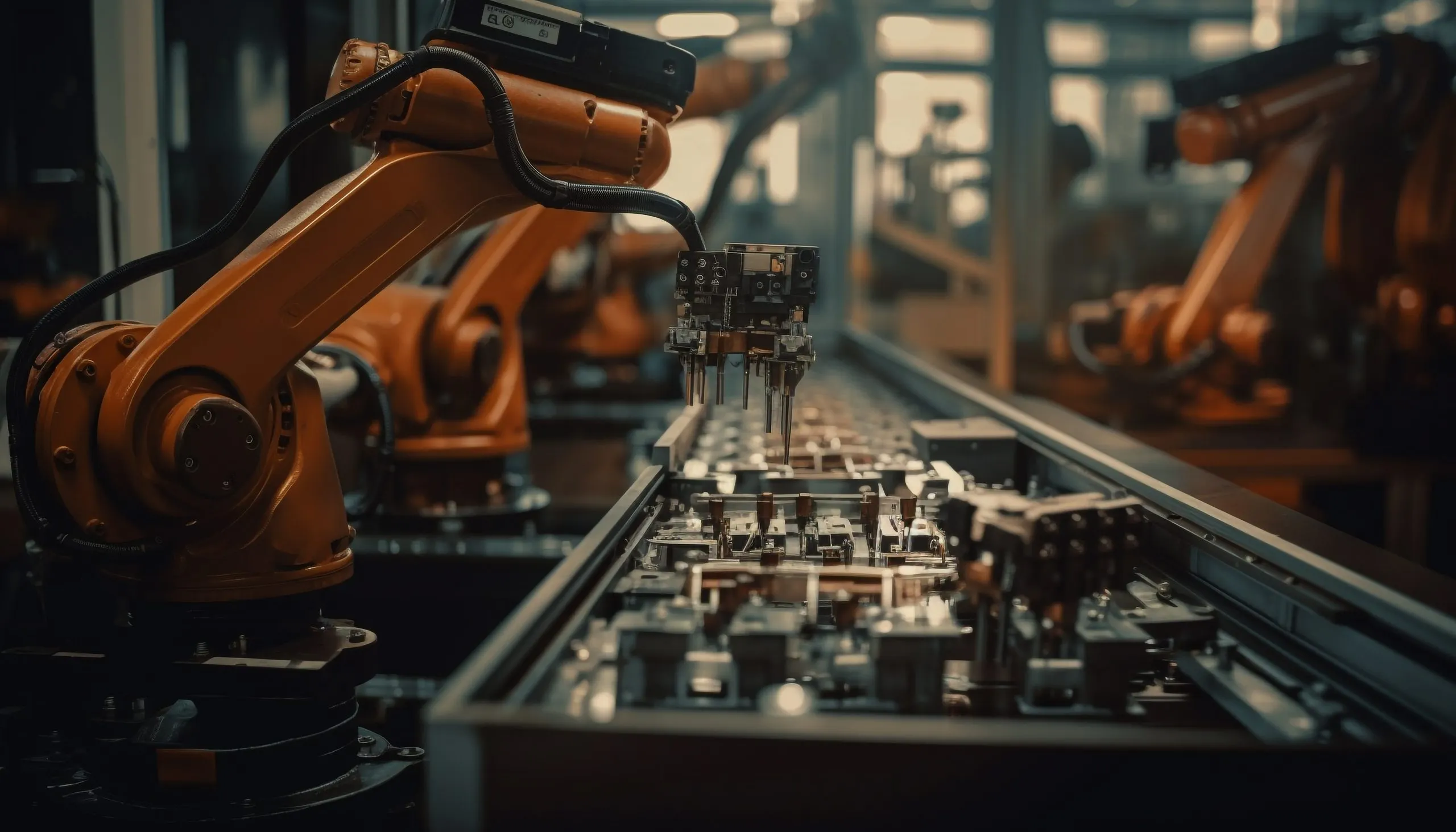 Nigeria Industrial Automation Market Outlook to 2035 mechanic-controls-robotic-arm-futuristic-production-line-generated-by-ai-scaled