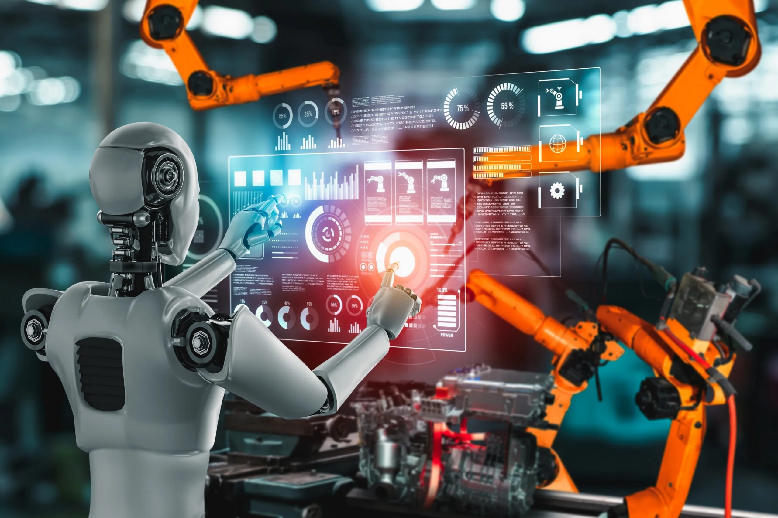 Italy Robotics Market Outlook to 2035 mechanized-industry-robot-robotic-arms-assembly-factory-production-scaled