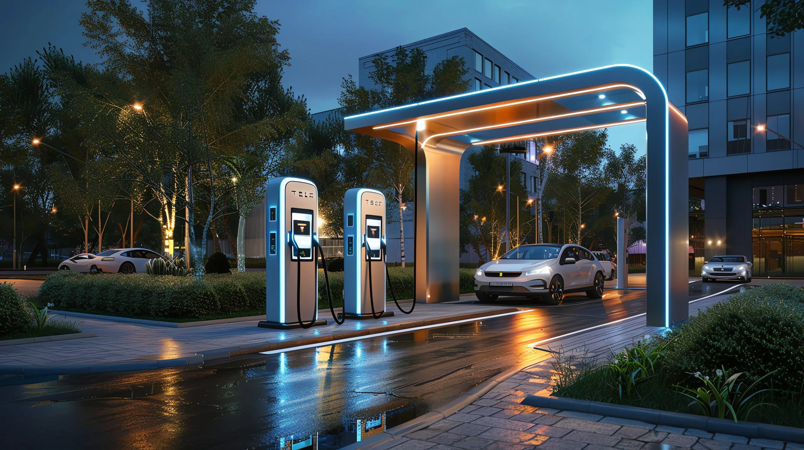 Singapore EV Charging Infrastructure Market Outlook to 2035 modern-electric-car-charging-station-night-scaled