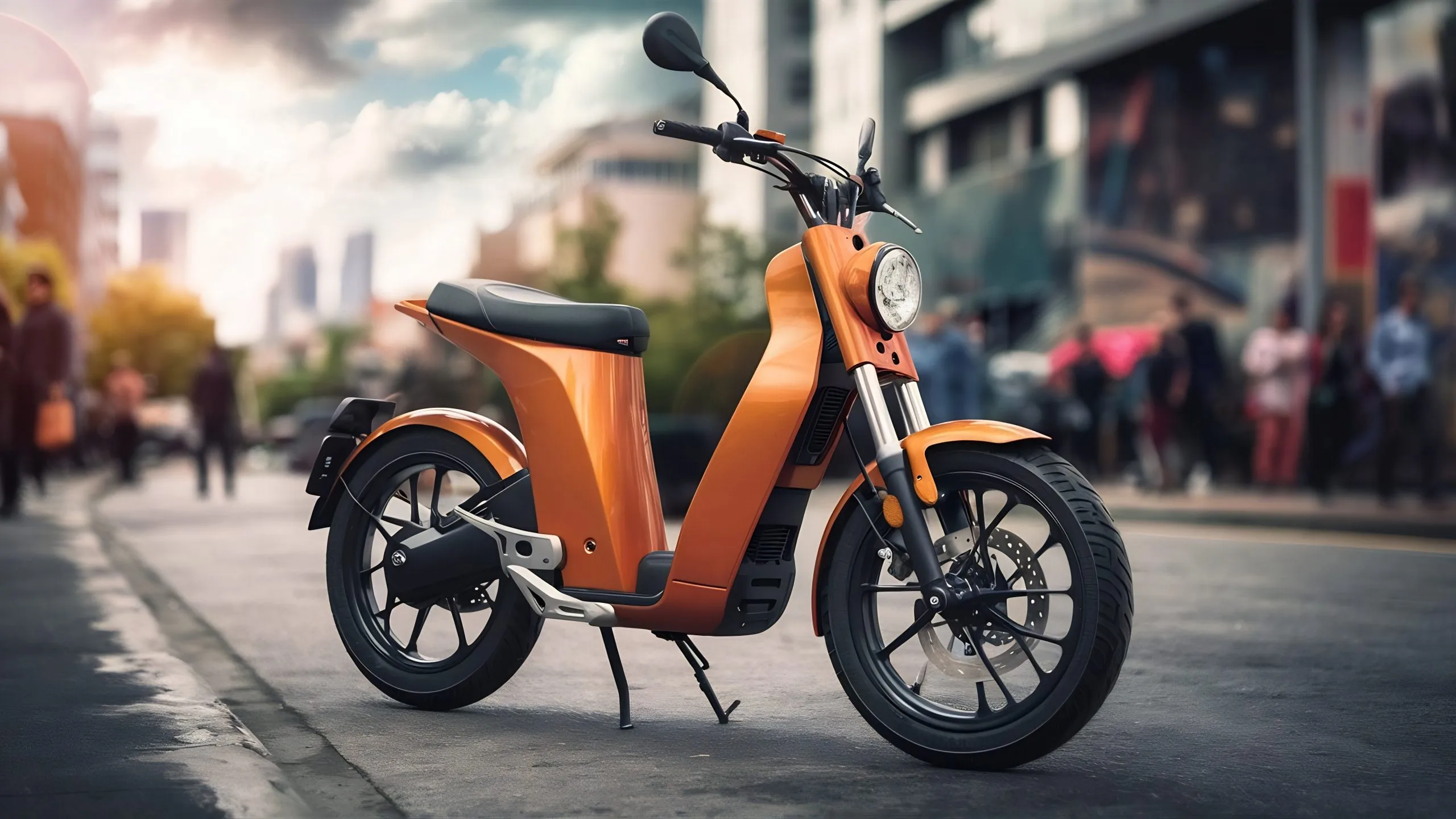 Qatar Electric Two-Wheeler Market Outlook to 2035 modern-urban-orange-moped-scaled